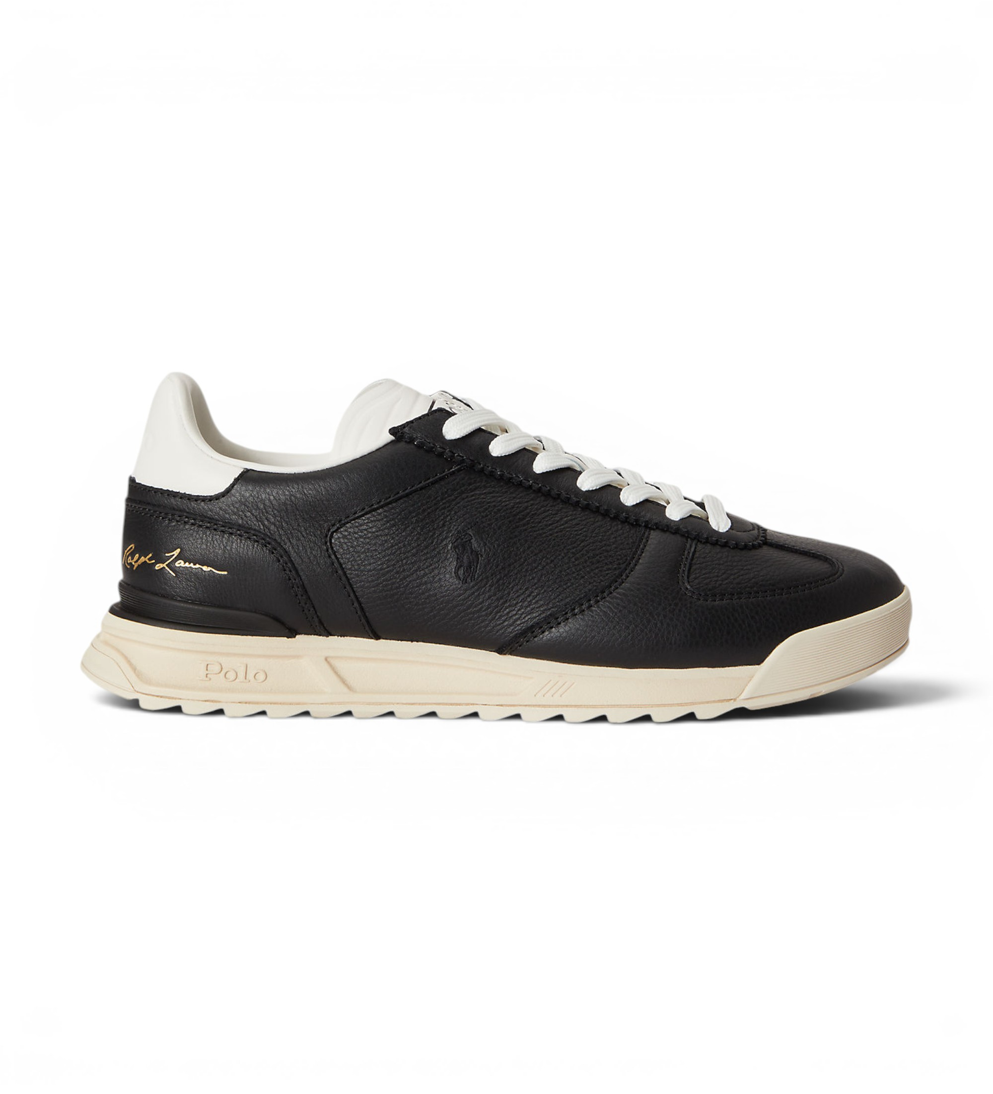 Polo Ralph Lauren für Herren. 809P13089002 Varick Ledersneaker schwarz (45), Wohnung, Schnürsenkel, Lässig