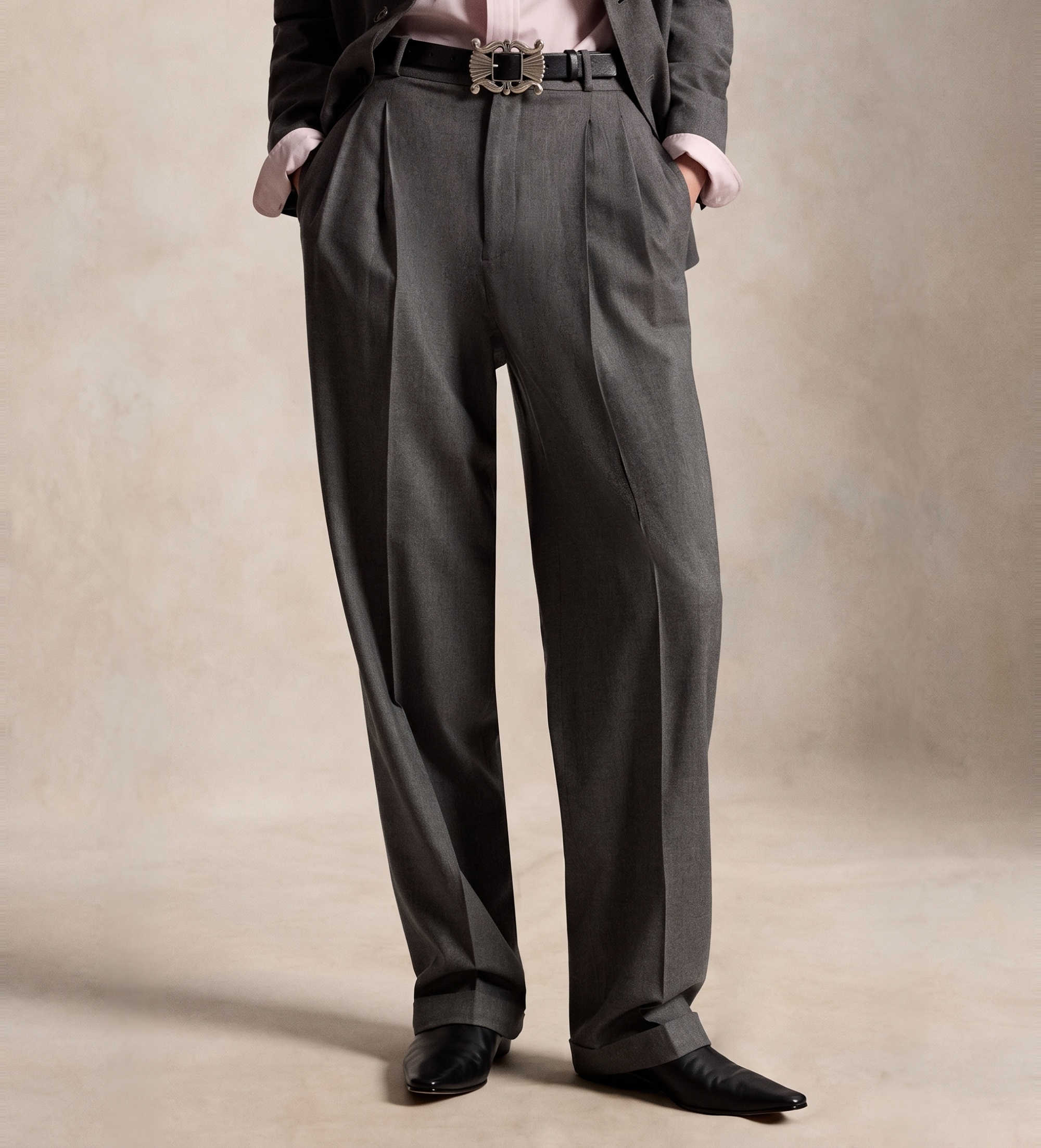Polo Ralph Lauren für Damen. 211A10720001 Graue Bacall-Hose aus Wollgemisch (48), Lässig, Wolle, Klassisch