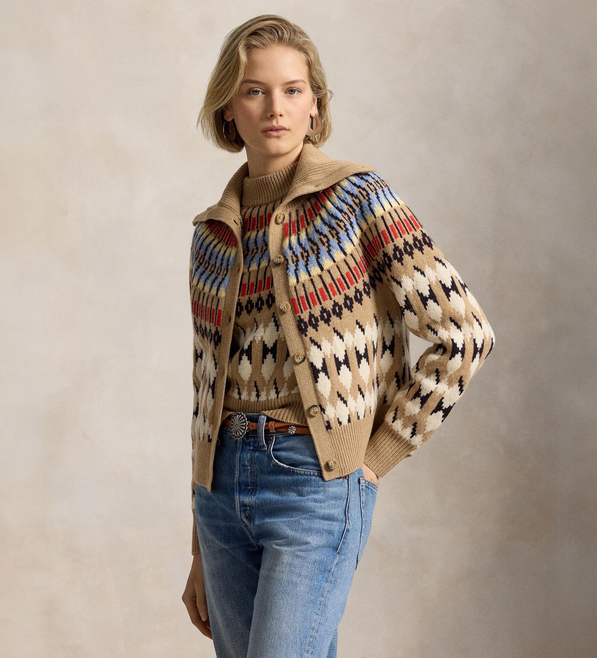 Polo Ralph Laurenvoor vrouwen. 211B17730001 Beige cardigan van wol en kasjmier (M), Casual