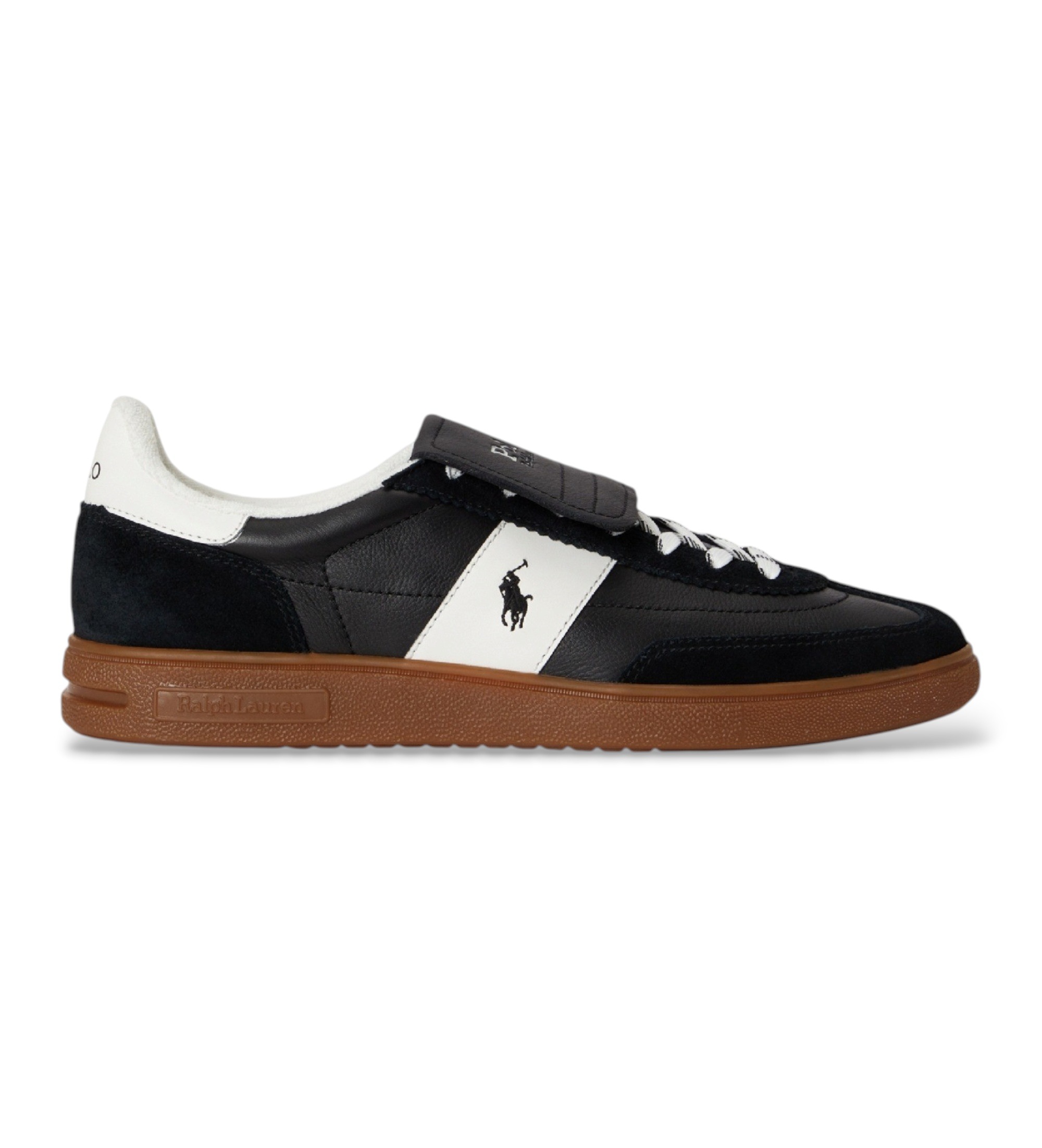 Polo Ralph Lauren für Herren. 809P15675001 Bedford Slipper aus Leder und schwarzem Wildleder (40), Wohnung, Schnürsenkel, Lässig