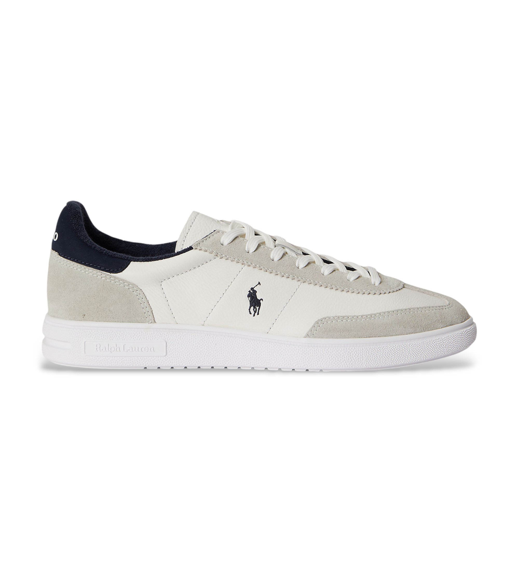 Polo Ralph Lauren für Herren. 809P07173002 Bedford Leder Turnschuhe weiß (45), Wohnung, Schnürsenkel, Lässig