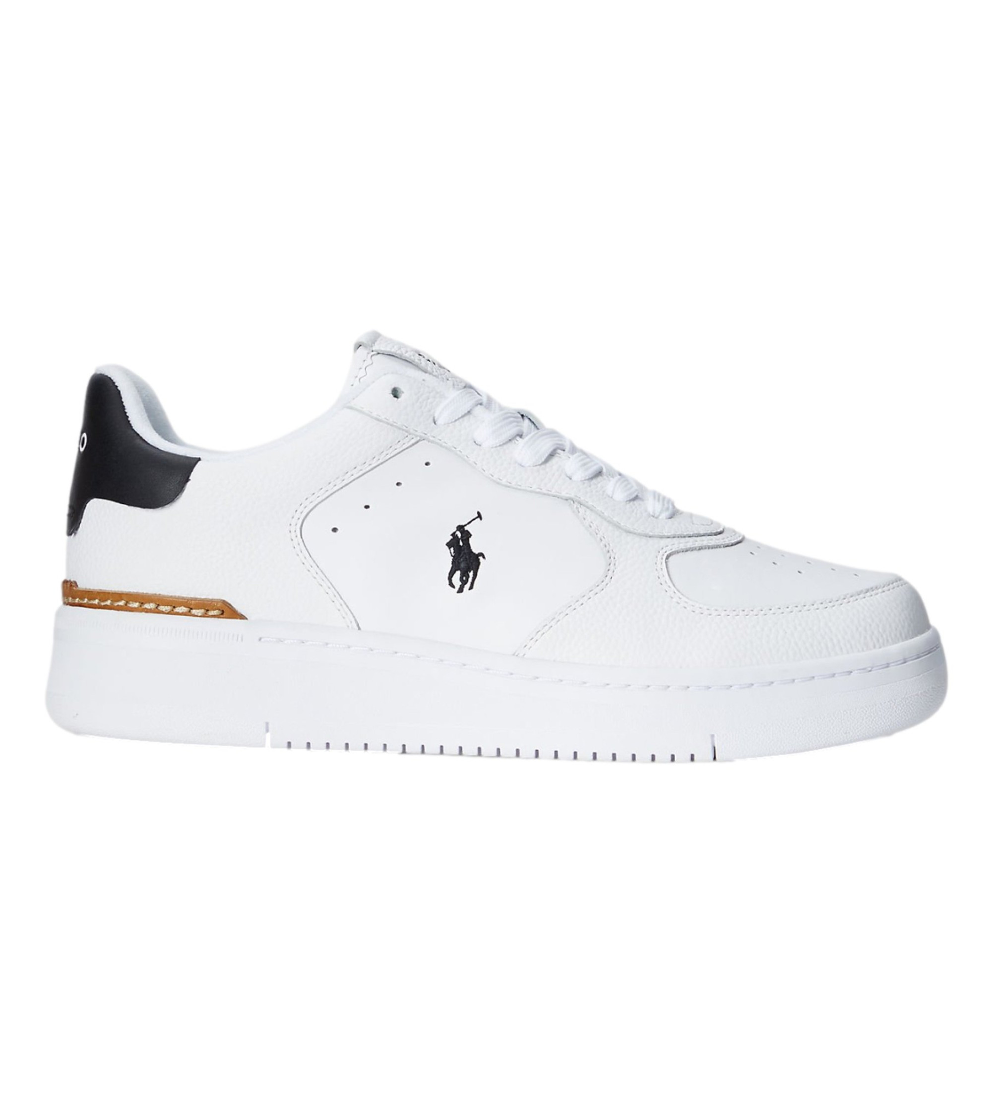 Polo Ralph Lauren für Herren. 809891791003 Court Leder Turnschuhe weiß (44), Wohnung, Schnürsenkel, Lässig