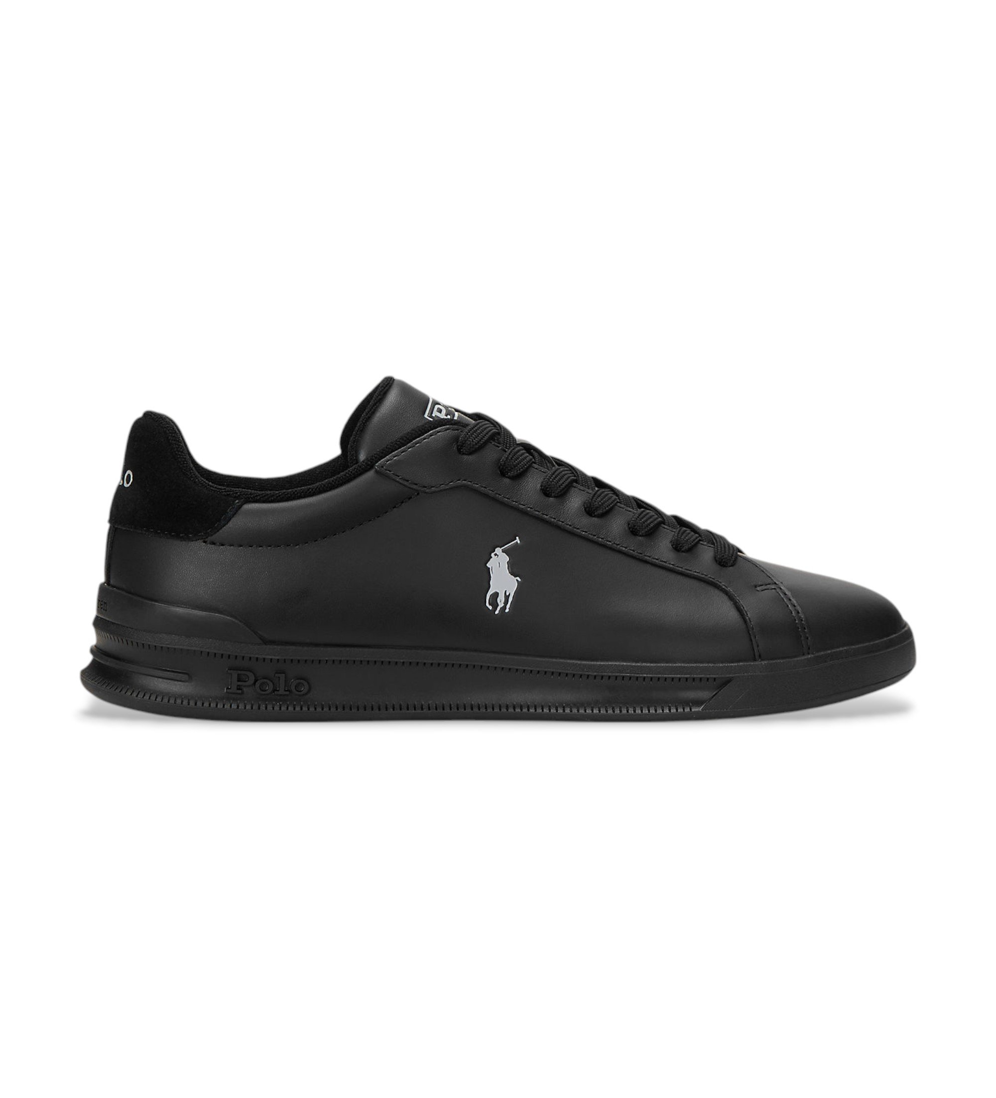 Polo Ralph Lauren für Herren. 809965072002 Heritage Court II Leder Turnschuhe schwarz (43), Wohnung, Schnürsenkel, Lässig