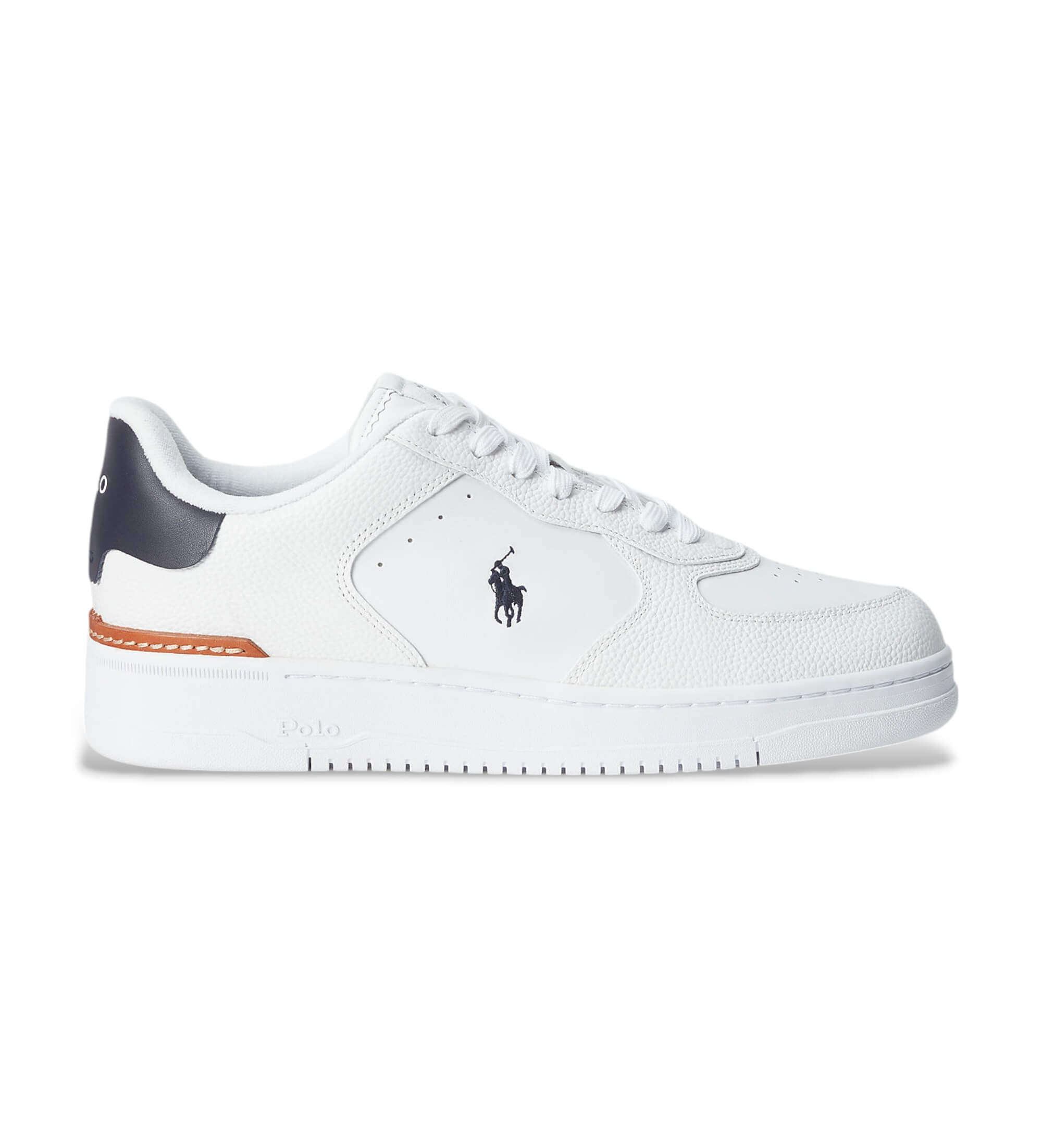 Polo Ralph Lauren für Herren. 809891791004 Weiße Logo-Lederturnschuhe (40), Wohnung, Schnürsenkel, Lässig