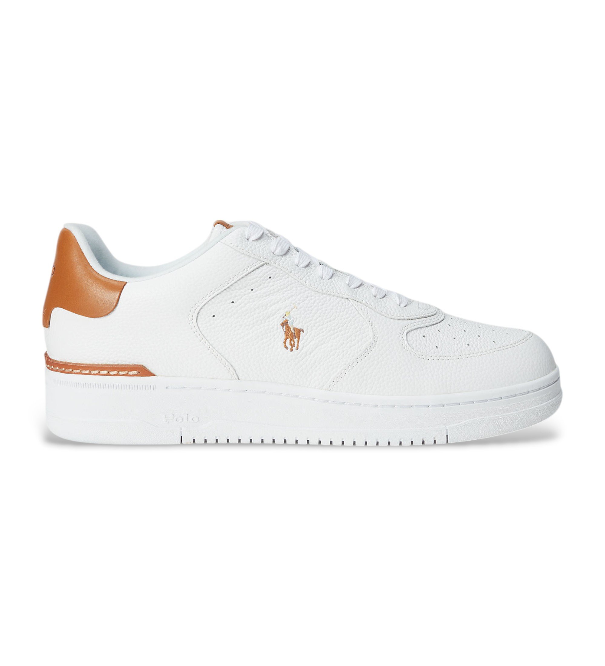 Polo Ralph Lauren für Herren. 809923071002 Masters Court Turnschuhe aus weißem Leder (43), Wohnung, Schnürsenkel, Lässig