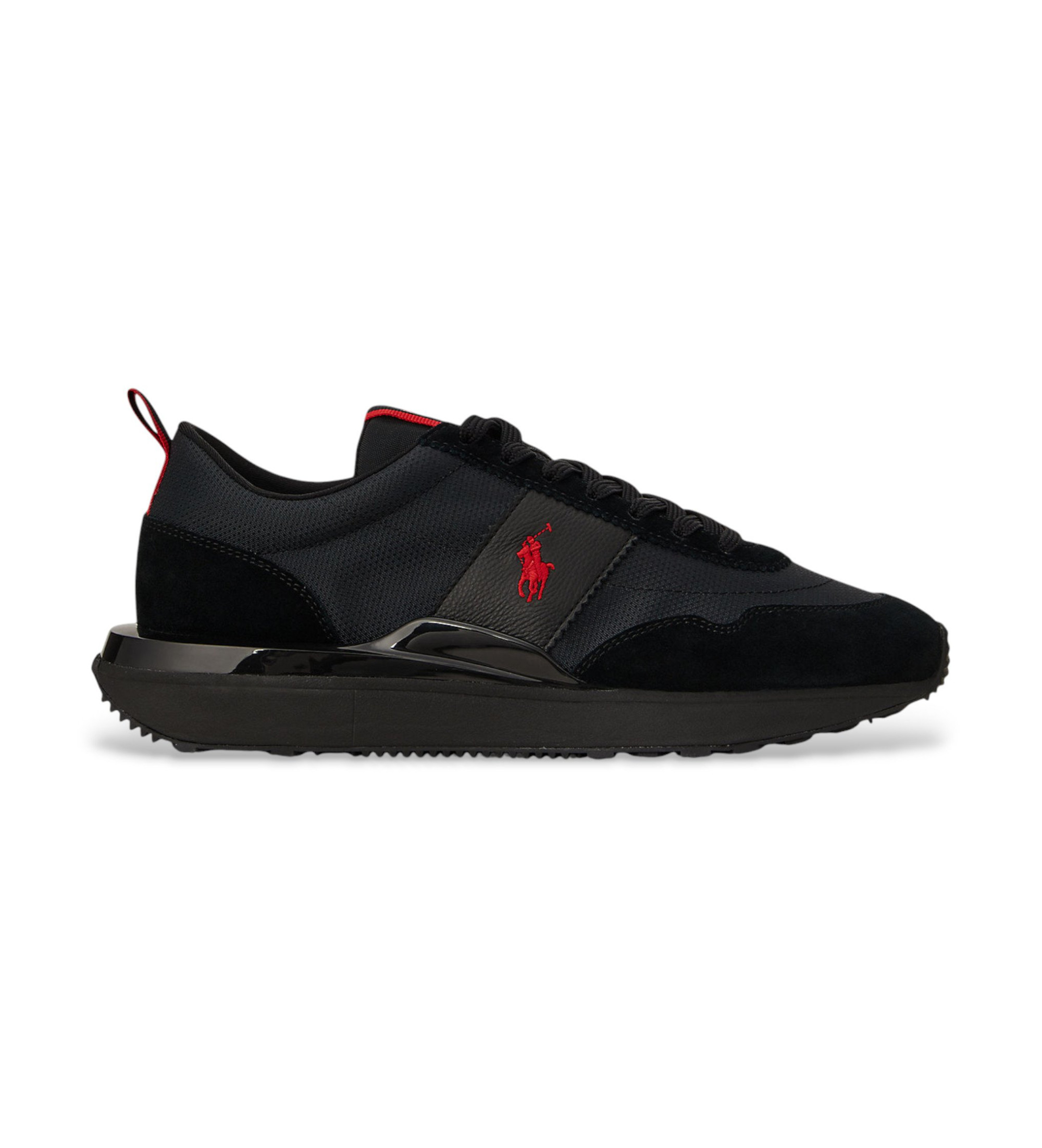 Polo Ralph Lauren für Herren. 809P01638002 Peil Train 89 schwarz Turnschuhe (48), Leder, Wohnung, Schnürsenkel, Lässig