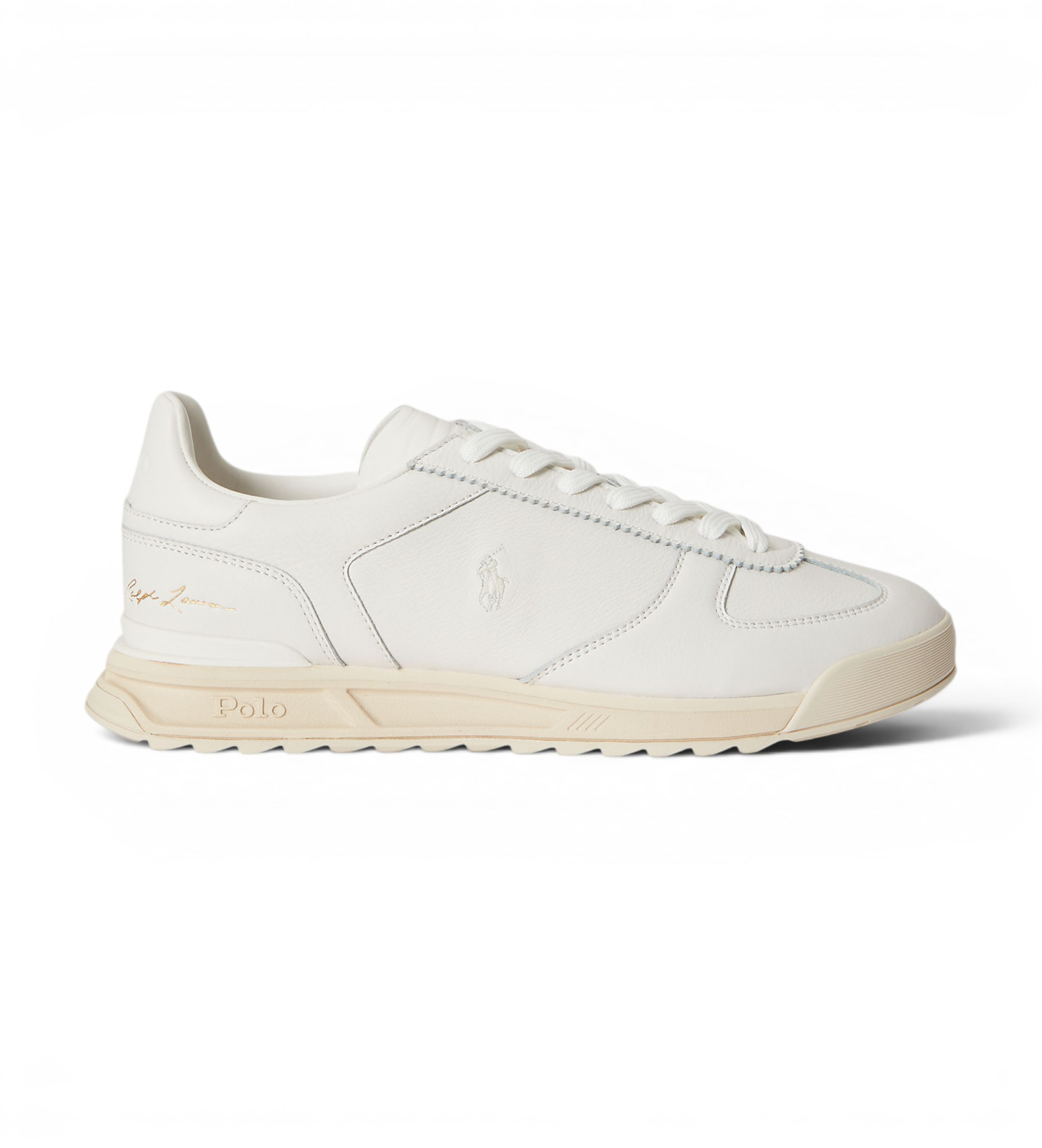 Polo Ralph Lauren für Herren. 809P13089001 Varick Ledersneaker in Weiß (47), Wohnung, Schnürsenkel, Lässig