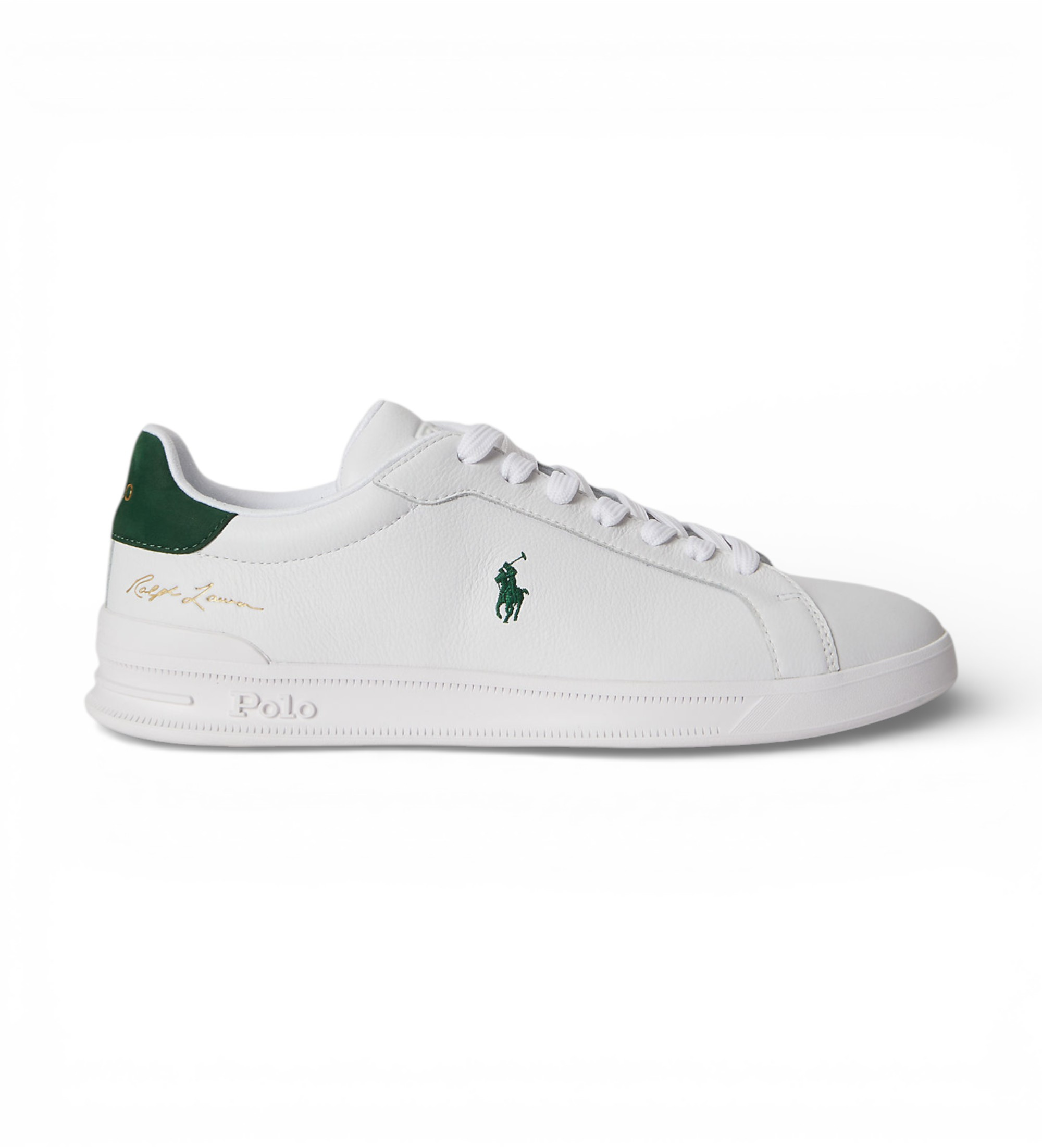 Polo Ralph Lauren für Herren. 809P10044001 Heritage Court II Weiß Leder Turnschuhe (44), Wohnung, Schnürsenkel, Lässig