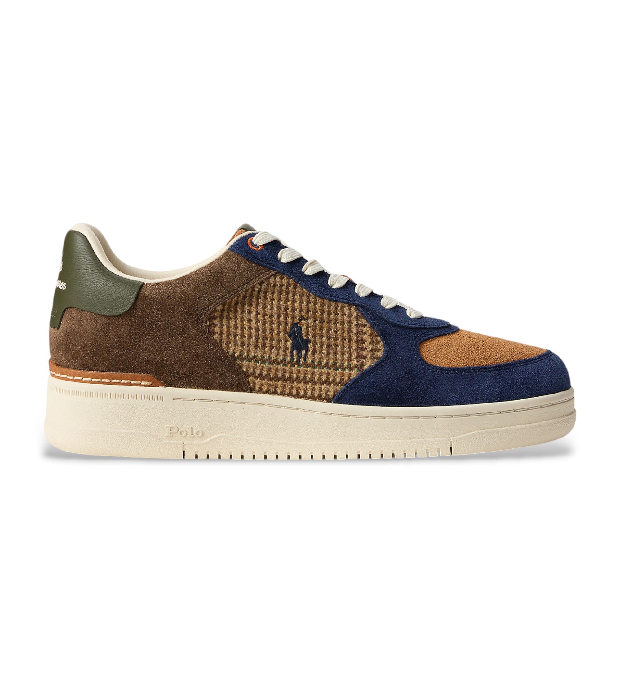Polo Ralph Lauren für Herren. 809973703001 Mehrfarbige Masters Court-Schuhe aus Wildleder und Tweed (46), Wohnung, Schnürsenkel, Lässig
