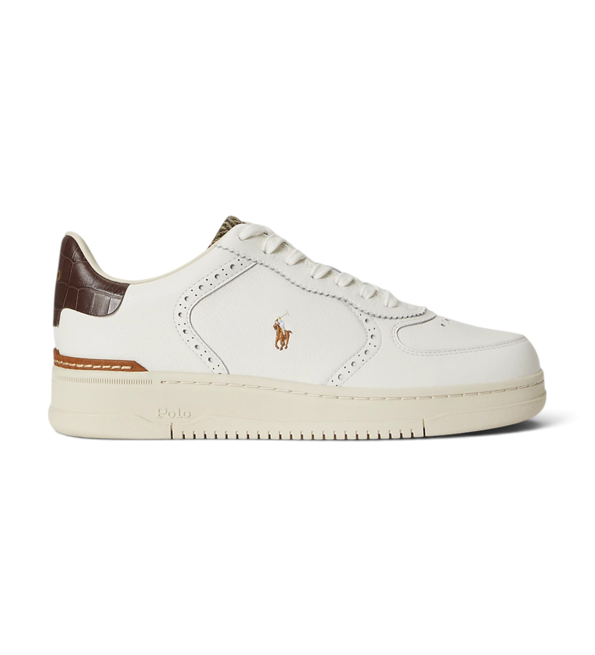 Polo Ralph Lauren für Herren. 809P15528001 Masters Court Sneaker aus weißem Leder (41), Wohnung, Schnürsenkel, Lässig