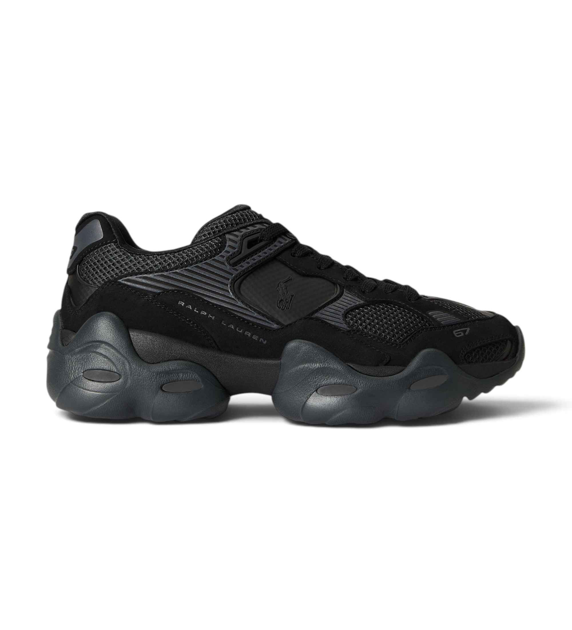 Polo Ralph Lauren für Herren. 809P15750001 Track 300 Leder-Sneaker schwarz (43), Wohnung, Schnürsenkel, Lässig