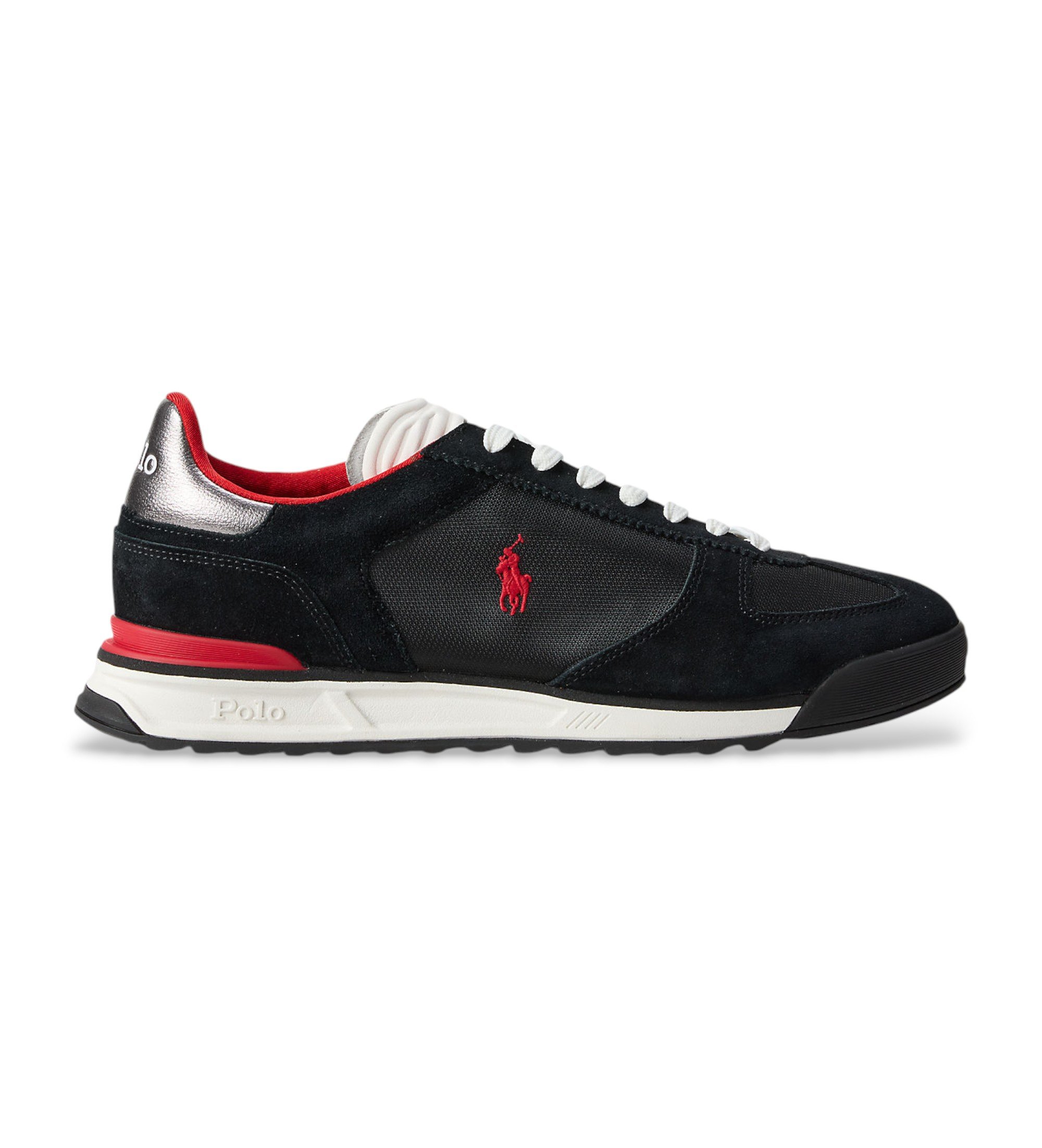Polo Ralph Lauren für Herren. 809974040004 Varick Turnschuhe aus Wildleder und schwarzem Oxford (44), Wohnung, Schnürsenkel, Lässig