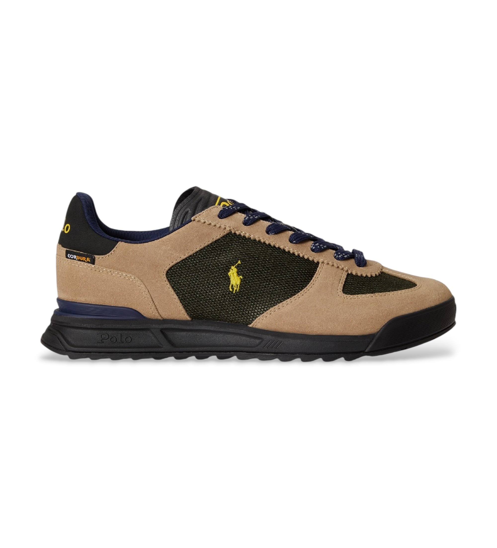 Polo Ralph Lauren für Herren. 809P15680003 Varick Sneaker mit beigen Wildledereinsätzen (44), Wohnung, Schnürsenkel, Lässig