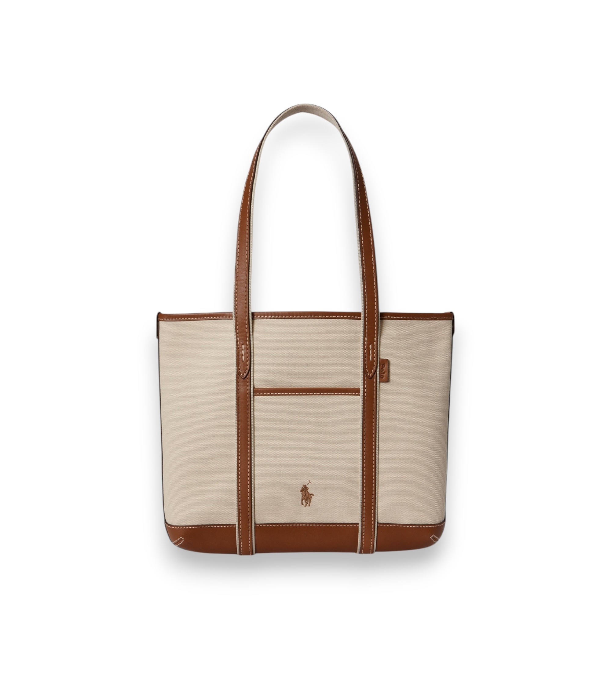 Polo Ralph Lauren für Damen. 428P03085001 Beige, braune Shopper-Tasche aus Baumwoll-Canvas (OSFA), Lässig, Baumwolle