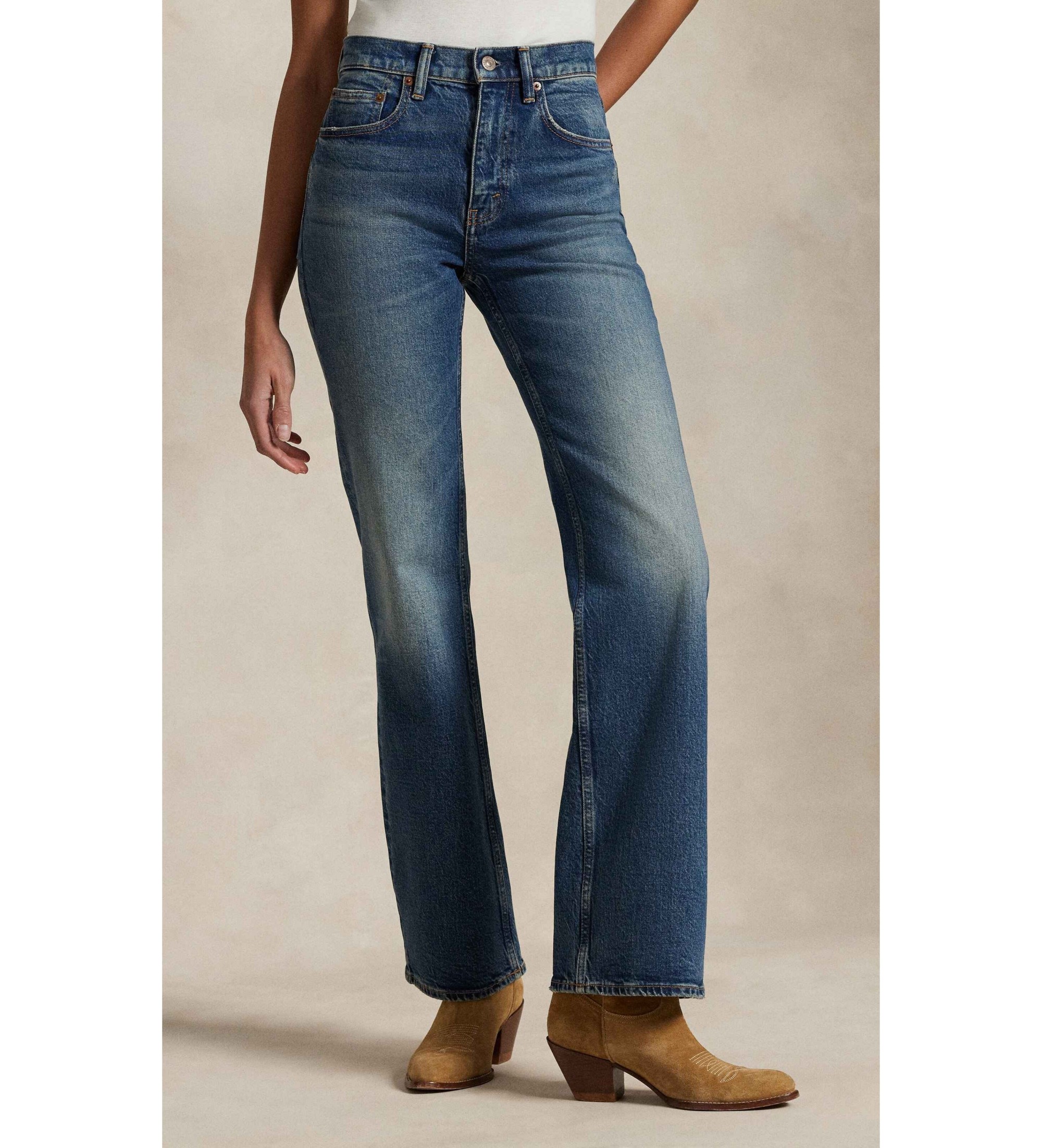 Polo Ralph Lauren für Damen. 211969376001 Blaue Bootcut-Jeans (27/32), Lässig, Baumwolle, Denim
