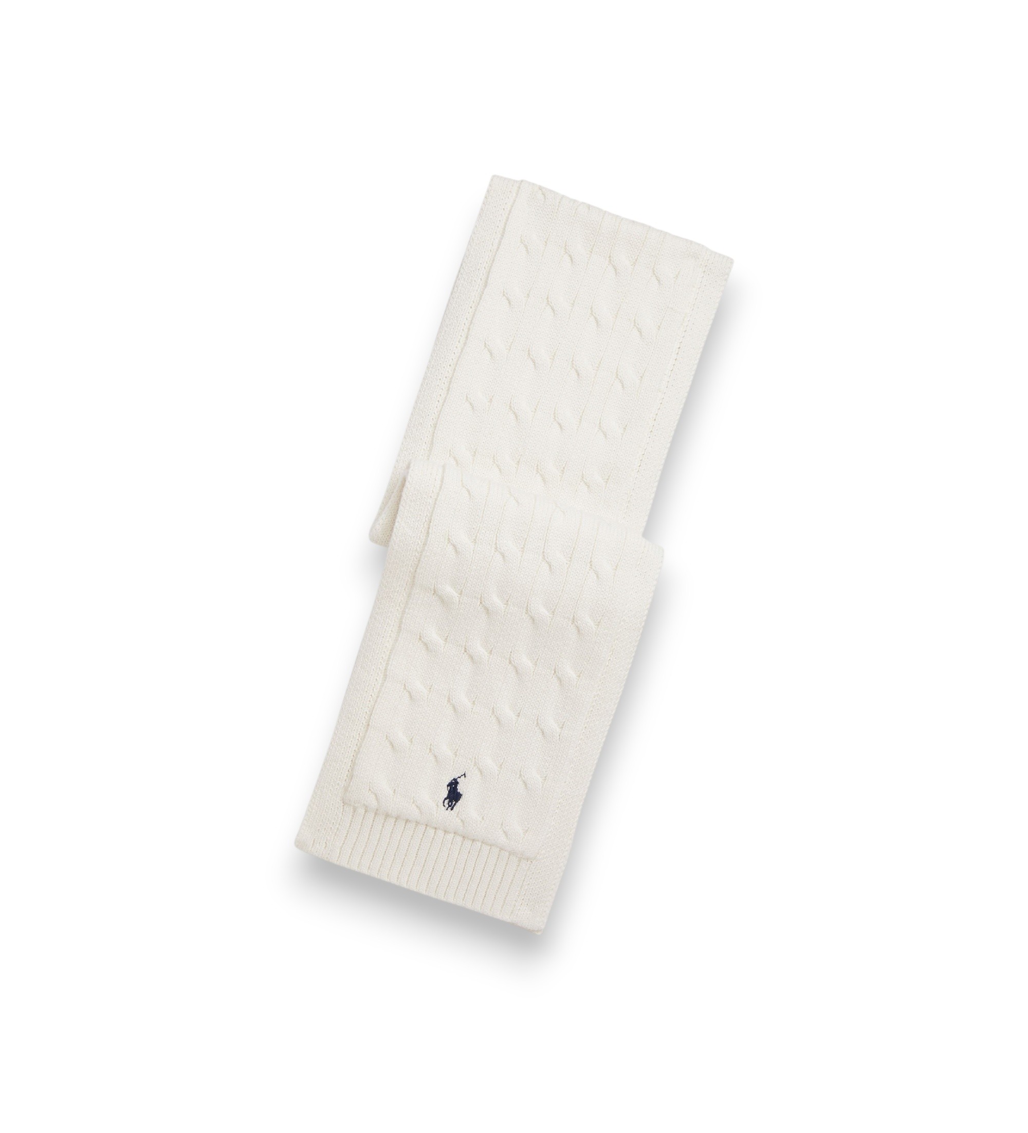 Polo Ralph Lauren Unisex. 323953206005 Schal aus Baumwolle mit weißem Zopfmuster (S/M), Lässig
