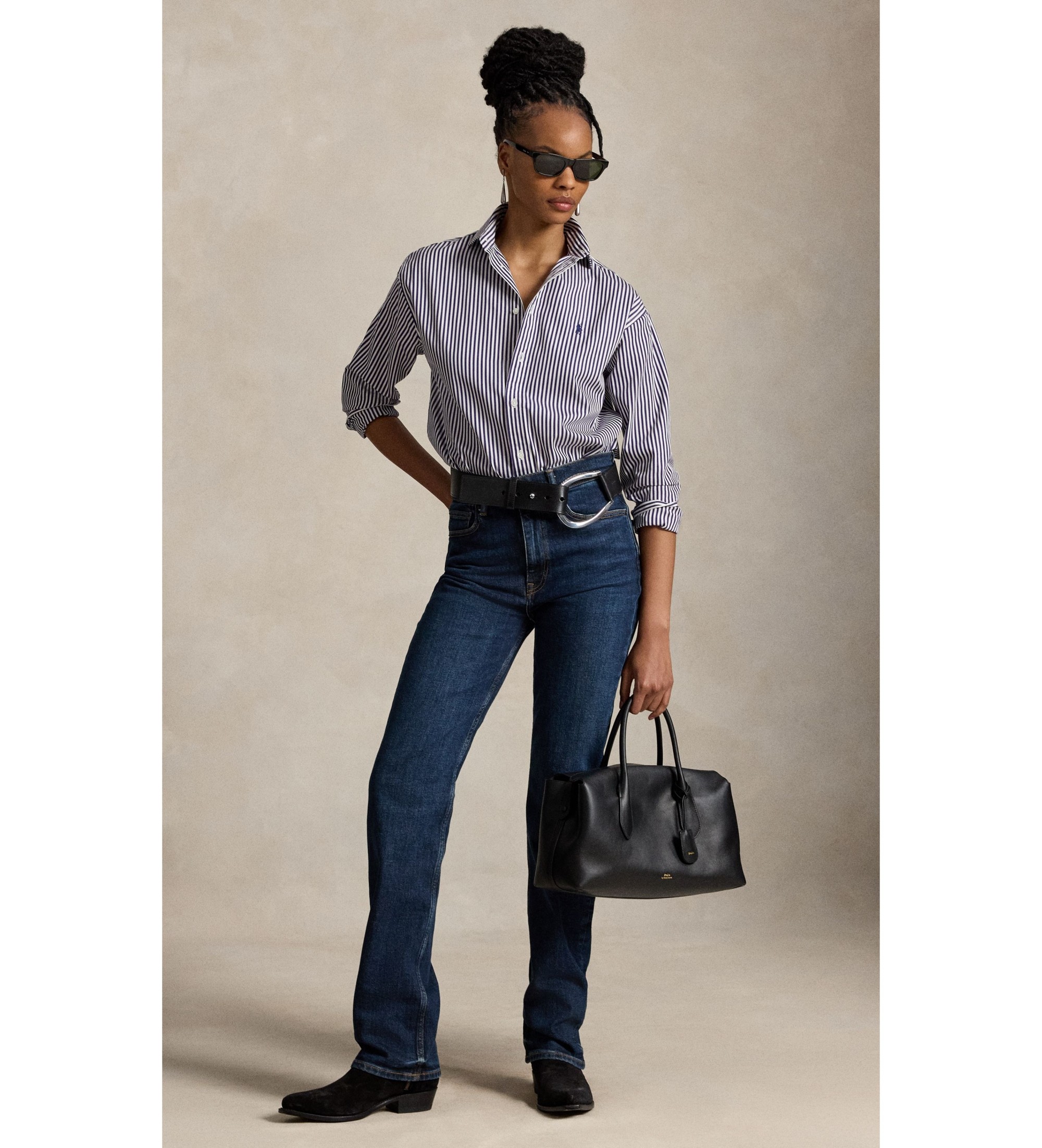 Polo Ralph Lauren für Damen. 211910743517 Relaxed Fit Baumwollhemd mit Streifen in Flieder (XL), Lässig, Baumwolle, Langarm