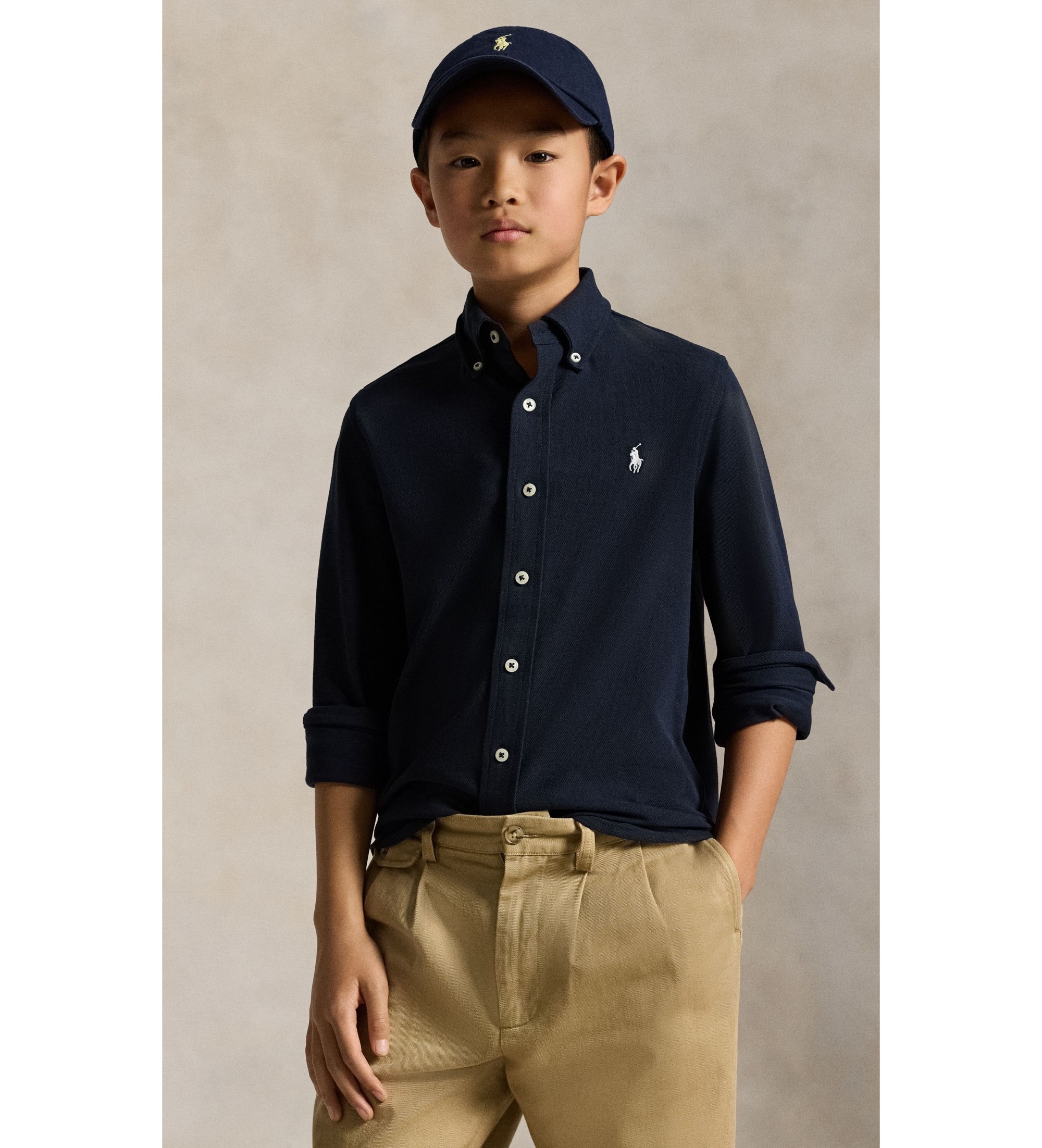Polo Ralph Lauren für Jungen. 323914506001 Ultraleichtes marineblaues Baumwoll-Piqué-Hemd ((XL) 13/14años= 163/174cm), Lässig, Baumwolle, La
