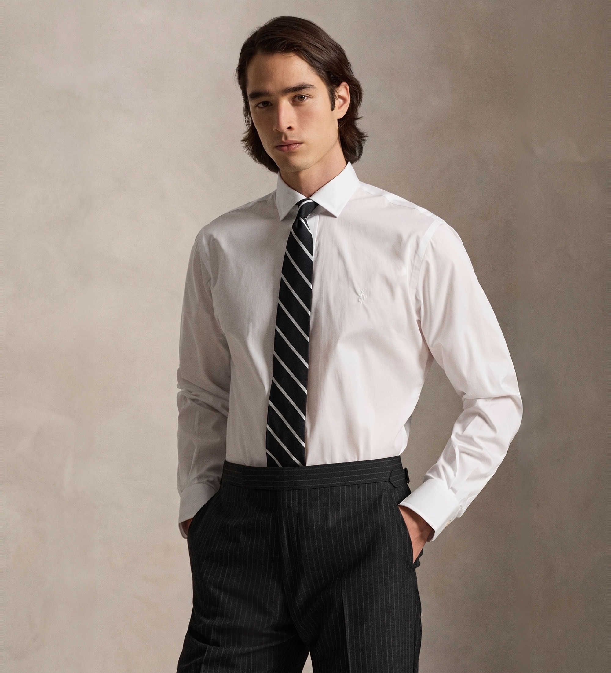 Polo Ralph Lauren für Herren. 712827063003 Custom Fit Popeline Hemd weiß (40.5), Lässig, Baumwolle, Klassisch, Langarm