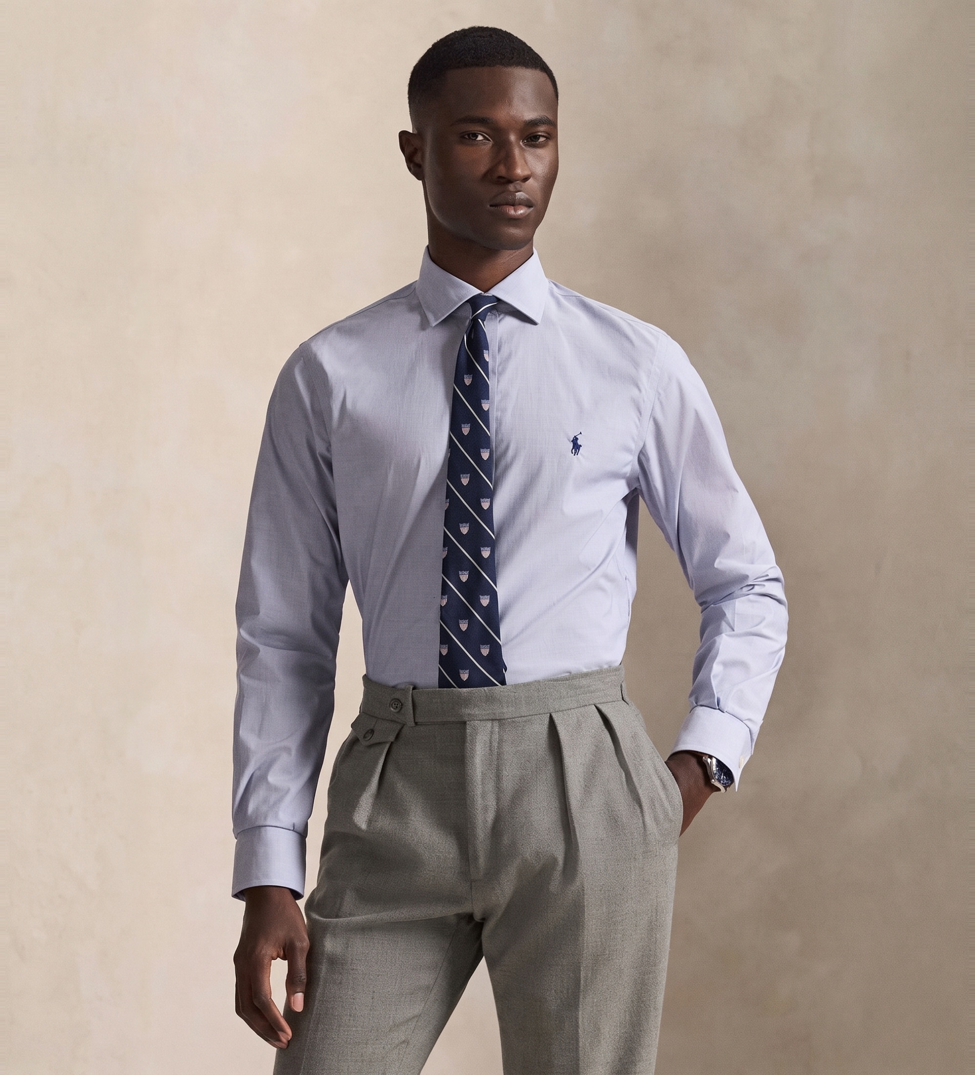 Polo Ralph Lauren für Herren. 712827064001 Schmal geschnittenes Popeline-Hemd blau (43), Lässig, Baumwolle, Klassisch, Langarm