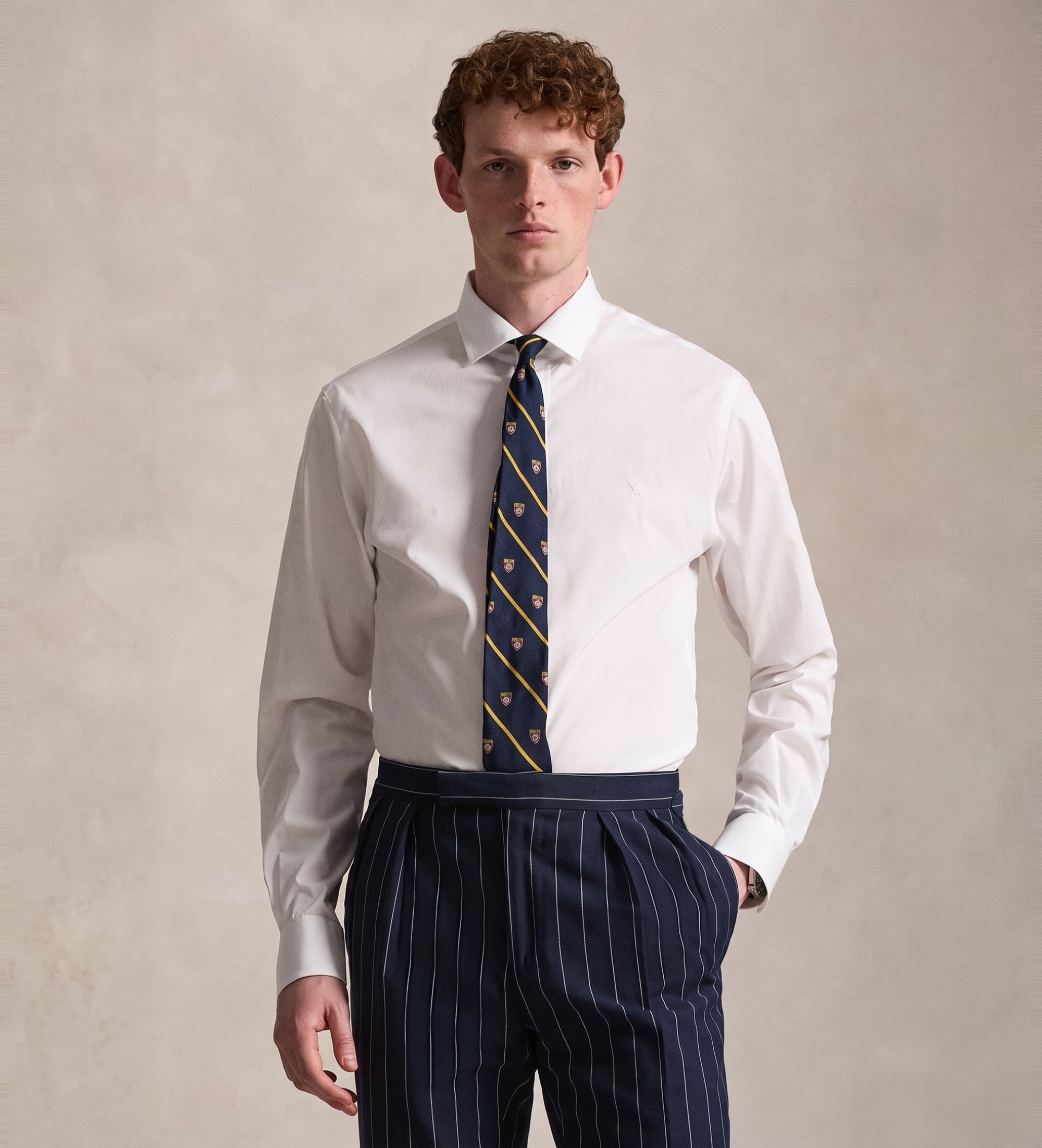 Polo Ralph Lauren für Herren. 712827064002 Schmal geschnittenes Popeline-Hemd weiß (38), Lässig, Baumwolle, Klassisch, Langarm