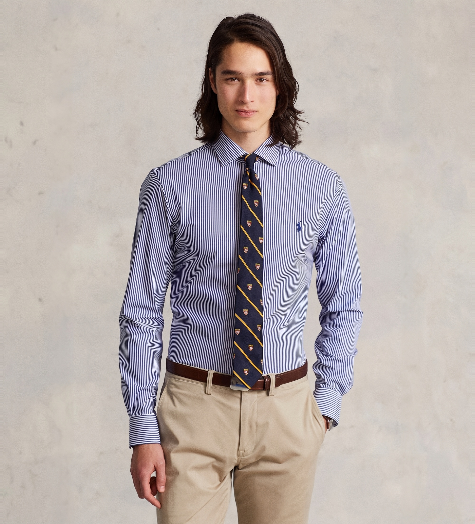 Polo Ralph Lauren für Herren. 712827064003 Blaues Slim Fit Popeline-Hemd (44), Lässig, Baumwolle, Klassisch, Langarm