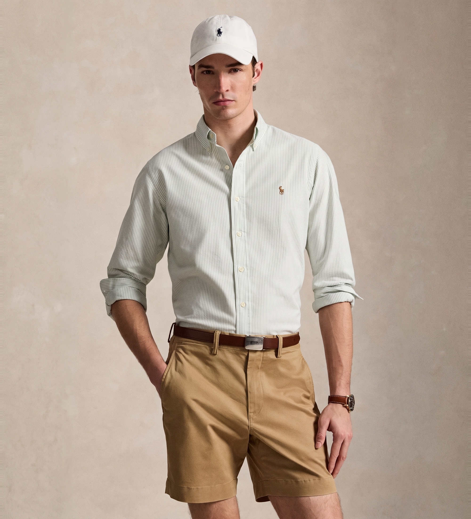 Polo Ralph Lauren für Herren. 710953704502 Oxford-Hemd mit Streifen Custom Fit grün (XL), Lässig, Baumwolle, Langarm