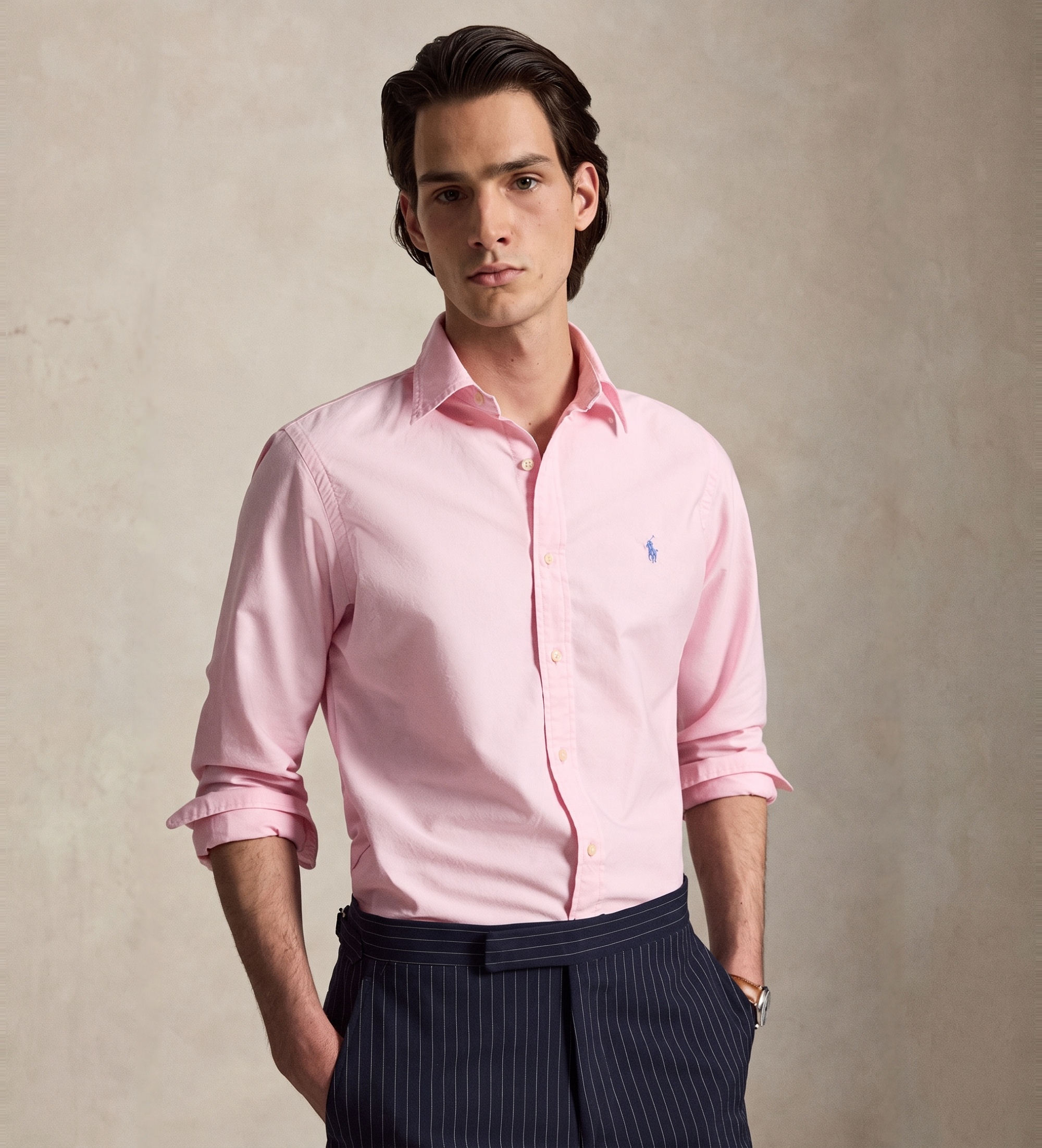 Polo Ralph Lauren für Herren. 710805564027 Oxford-Hemd Custom Fit rosa (S), Lässig, Baumwolle, Langarm