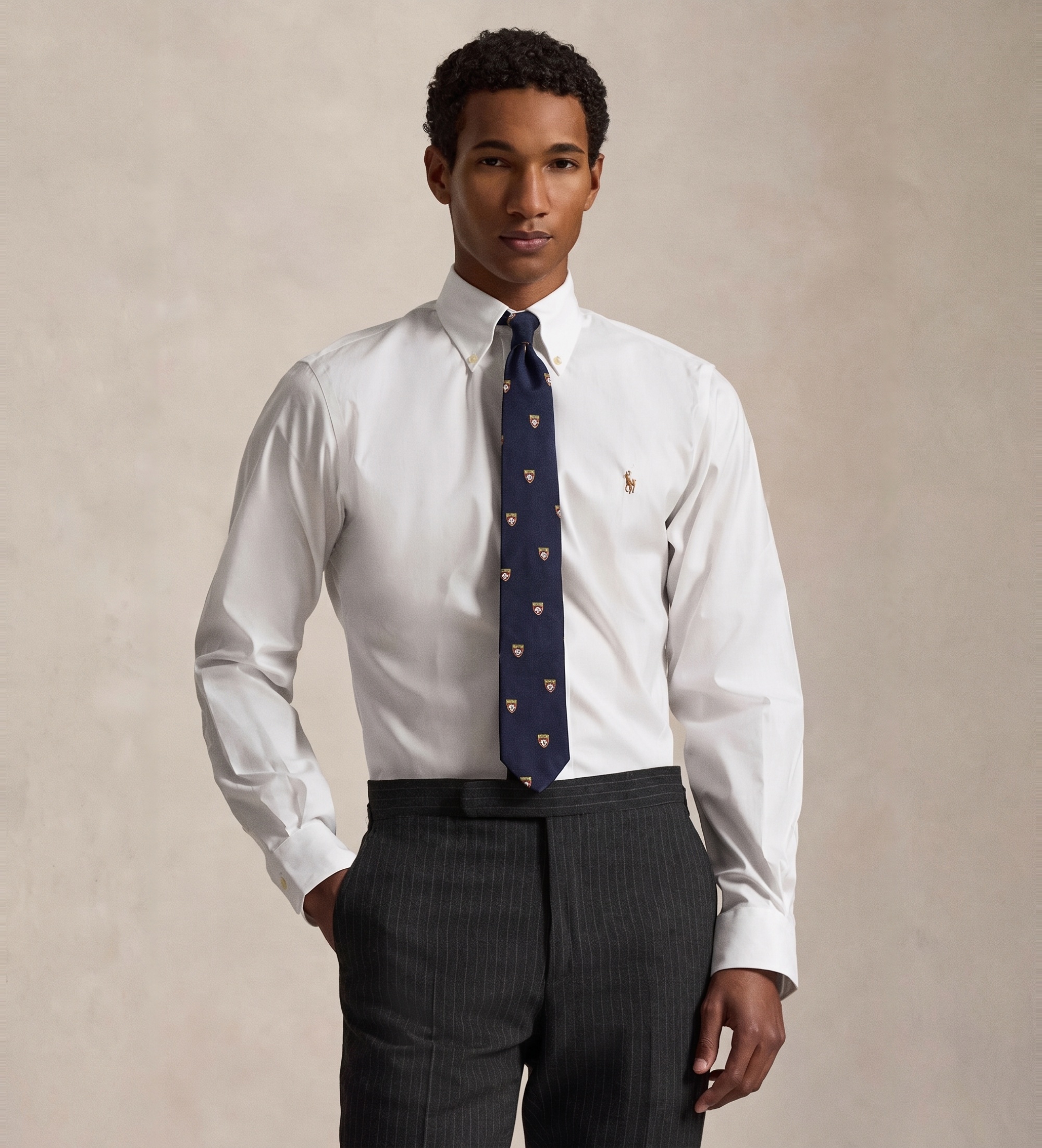 Polo Ralph Lauren für Herren. 712870507001 Custom Fit Oxford Hemd weiß (43), Lässig, Baumwolle, Klassisch, Langarm