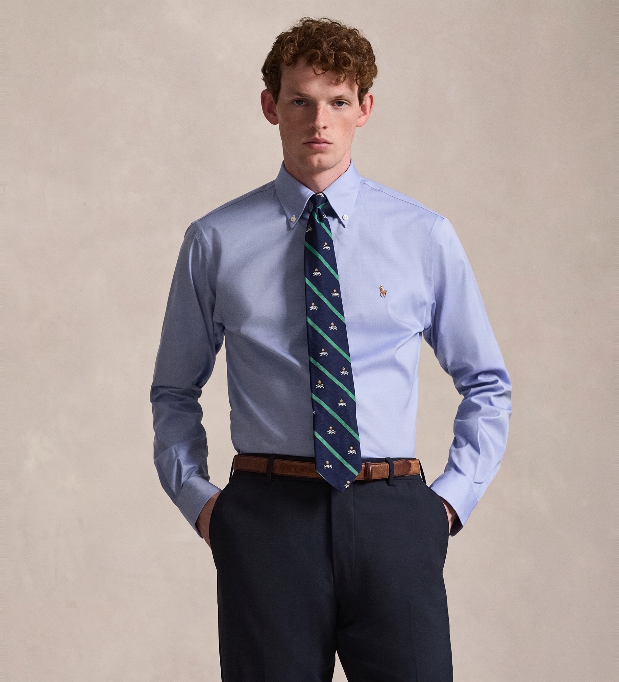 Polo Ralph Lauren für Herren. 712870507002 Custom Fit Oxford Hemd blau (45.5), Lässig, Baumwolle, Klassisch, Langarm