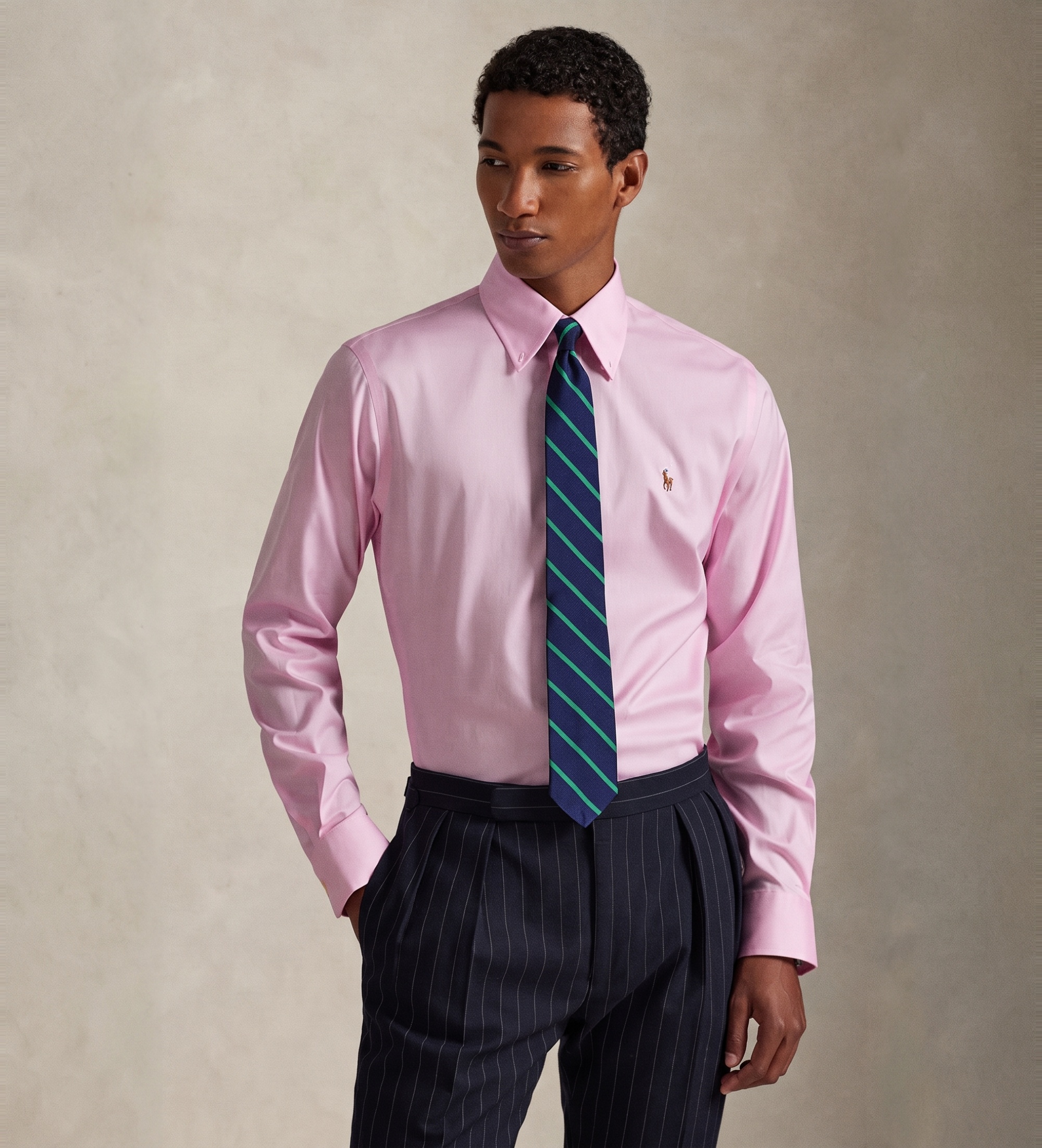Polo Ralph Lauren für Herren. 712968980001 Oxford-Hemd Custom Fit rosa (43), Lässig, Baumwolle, Klassisch, Langarm