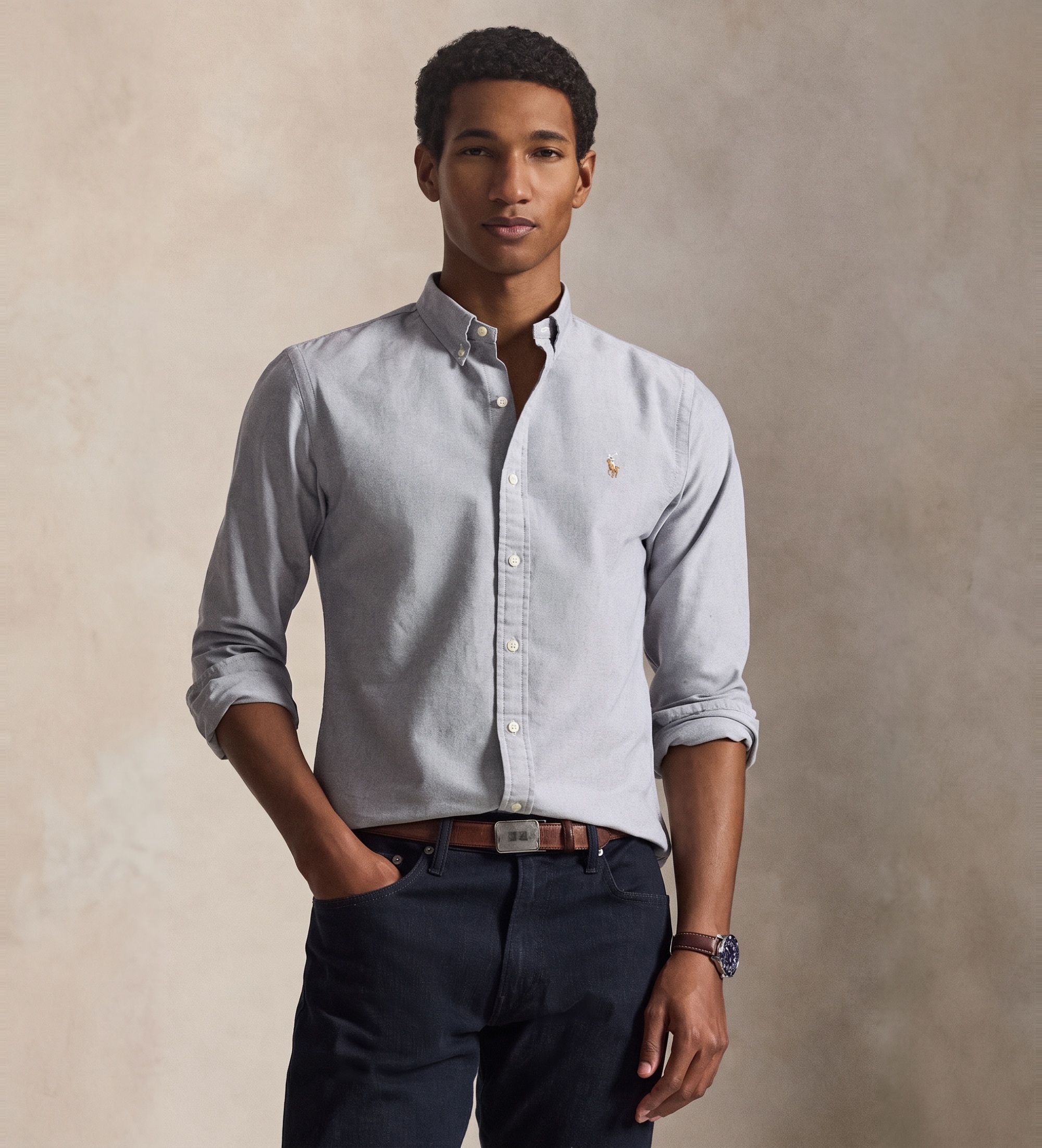 Polo Ralph Lauren für Herren. 710792161500 Blaues Oxford-Hemd in Slim-Fit-Passform (S), Lässig, Baumwolle, Langarm