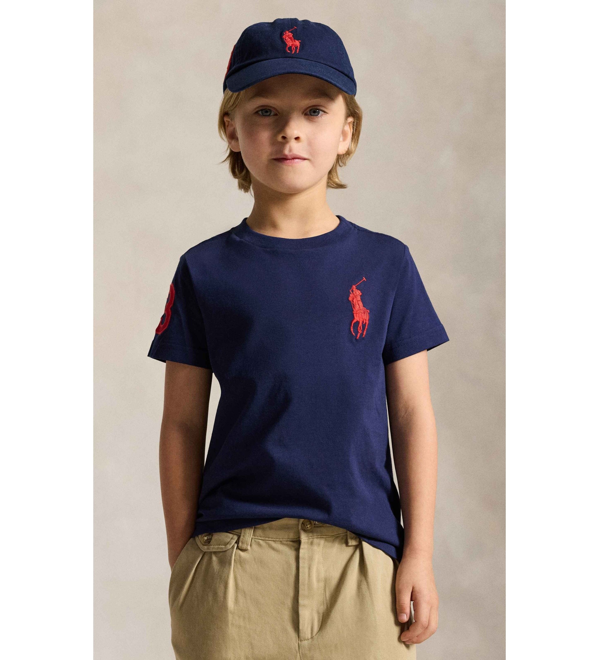 Polo Ralph Lauren für Jungen. 322832907039 Big Pony T-Shirt aus navyfarbenem Baumwollstrick (1.5años= 88/93), Lässig, Baumwolle, Kurzarm, Ma