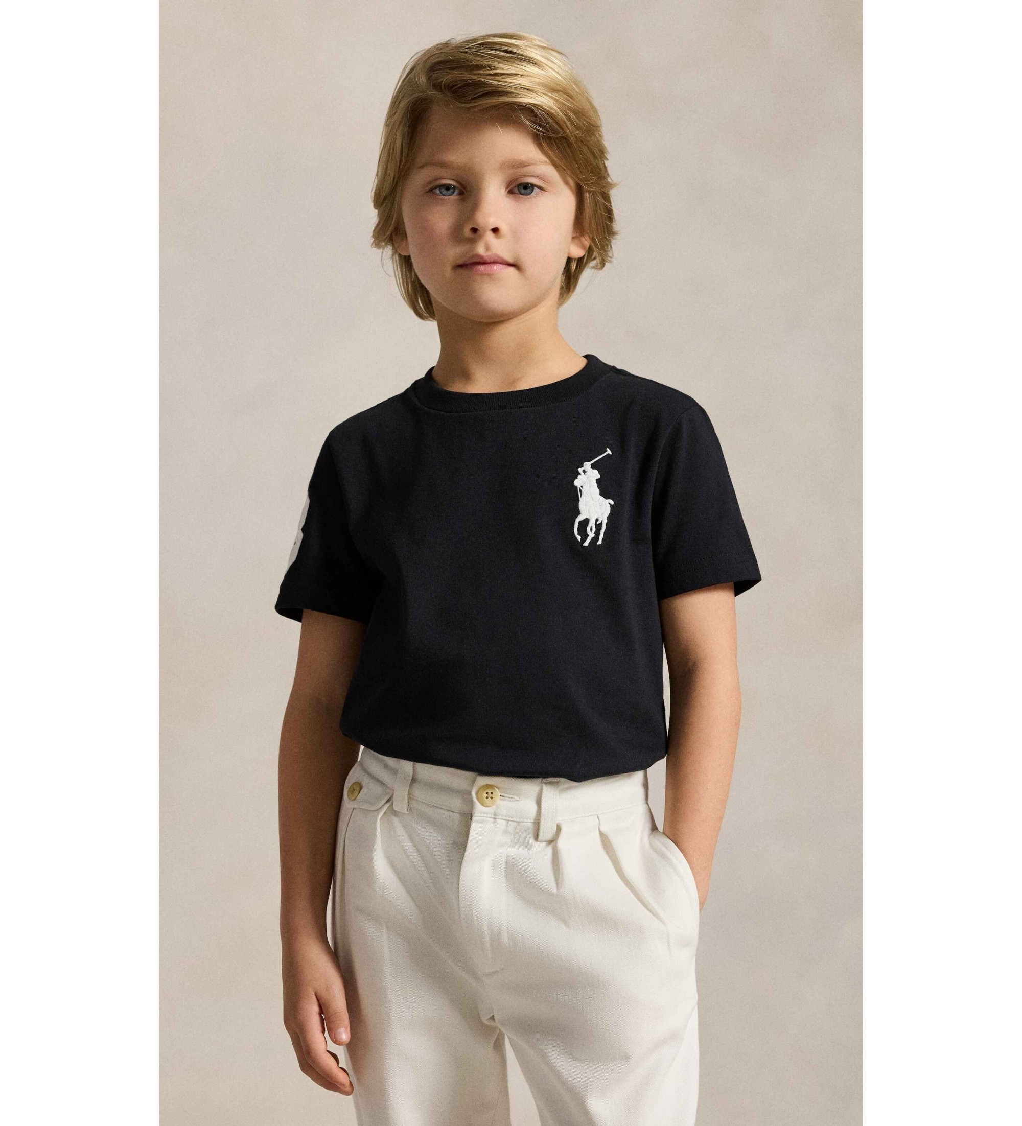 Polo Ralph Lauren für Jungen. 322832907055 Big Pony schwarzes Baumwoll-Strick-T-Shirt (1.5años= 88/93), Baumwolle, Klassisch, Kurzarm, Kinde