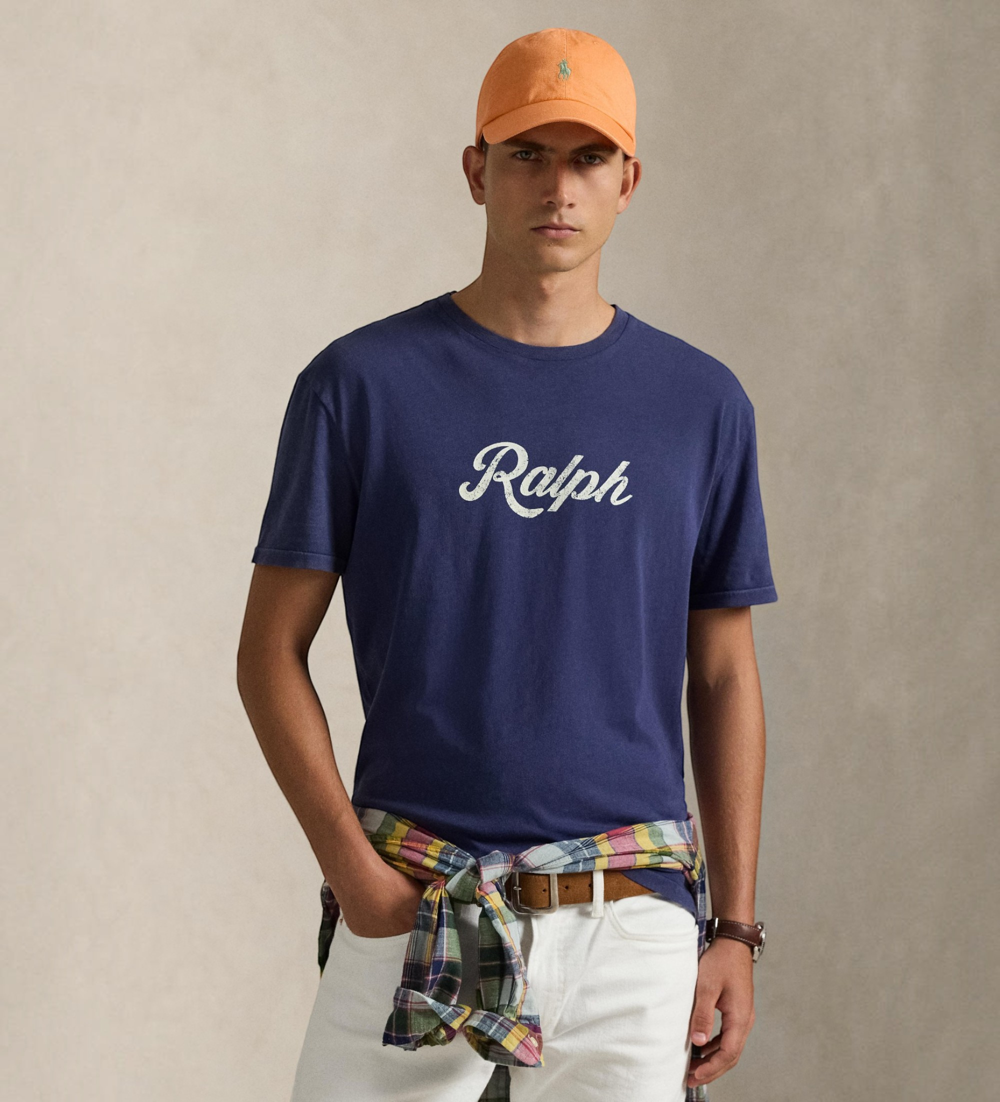 Polo Ralph Lauren für Herren. 710936401011 Marineblaues T-Shirt mit Logo Ralph (L), Lässig, Baumwolle, Kurzarm