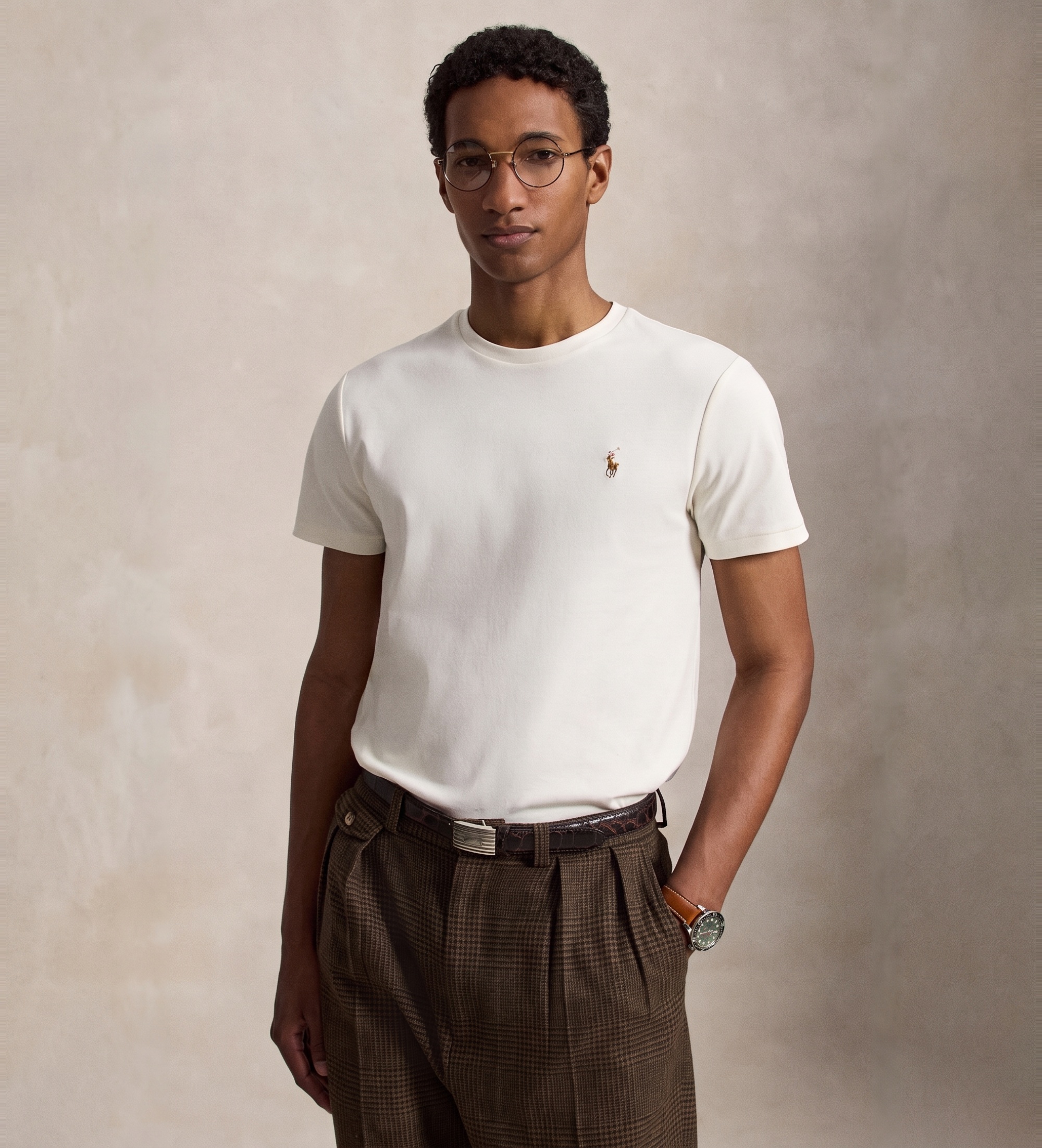 Polo Ralph Laurenvoor mannen. 710740727094 Custom Slim Fit zacht katoenen T-shirt gebroken wit (XXL), Casual, Korte mouwen