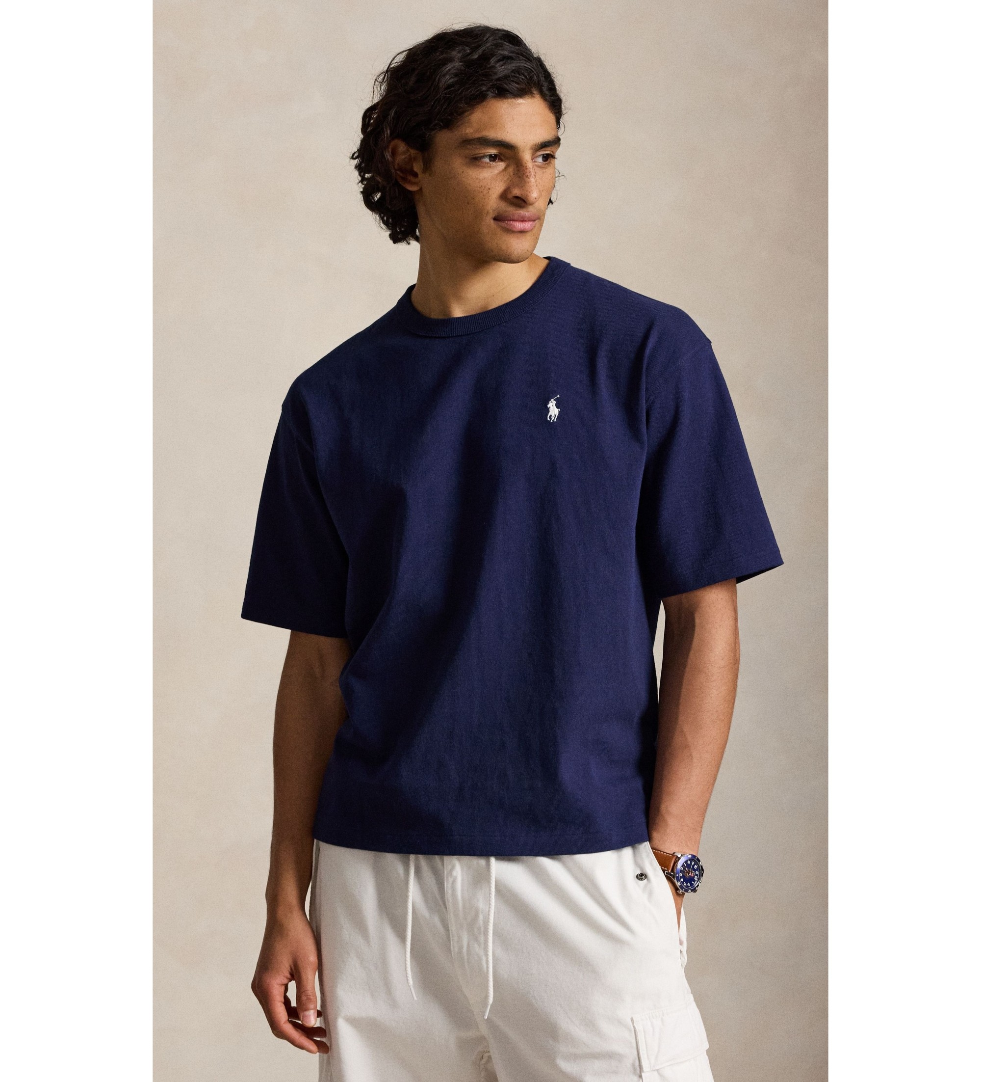 Polo Ralph Laurenvoor mannen. 710A12979013 Relaxed Fit marineblauw T-shirt met ronde hals (L), Casual, Katoen, Korte mouwen