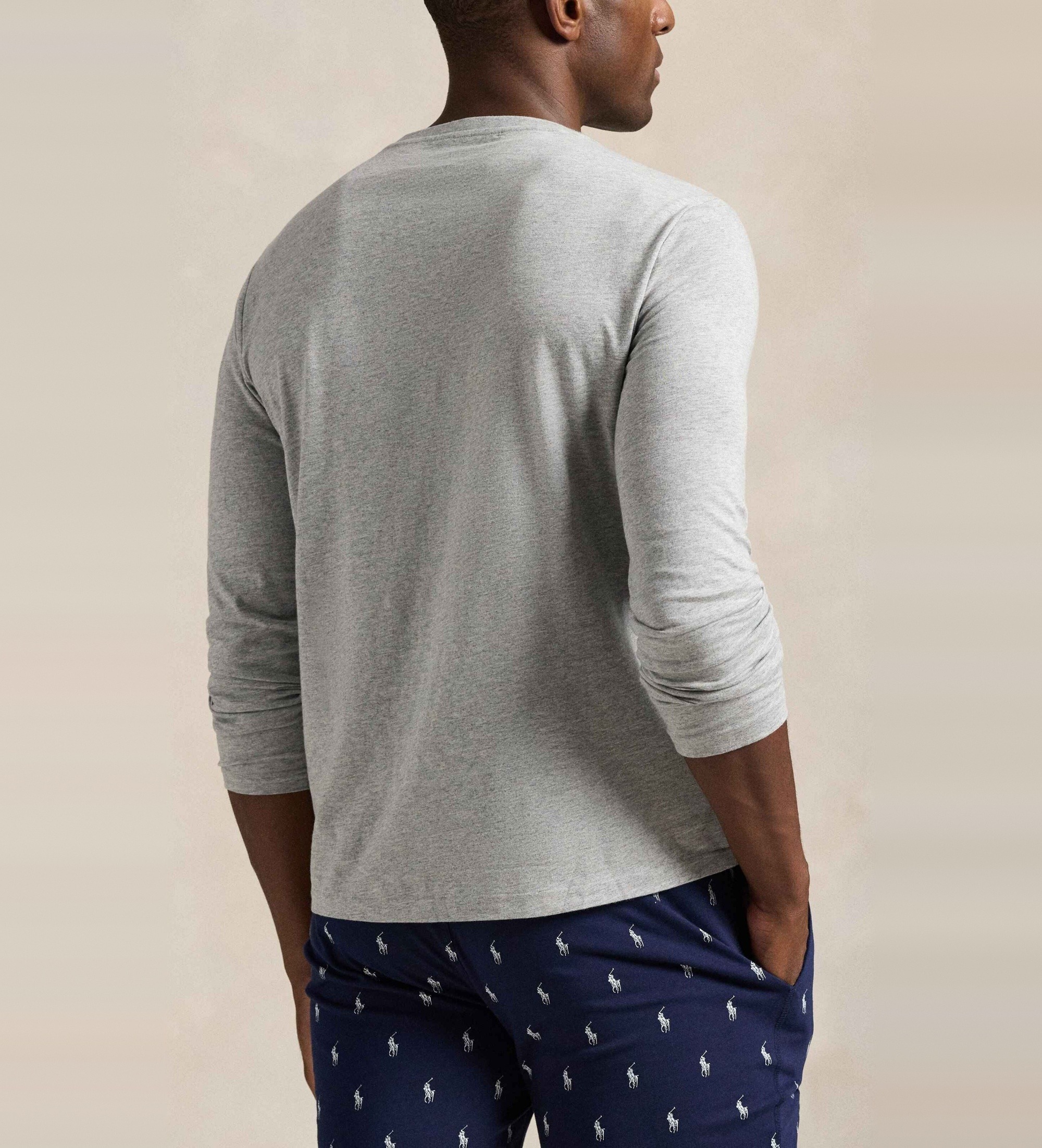 Polo Ralph Lauren für Herren. 714844759003 T-Shirt aus grauem Baumwollstrick (M), Heimtextilien, Baumwolle, Langarm