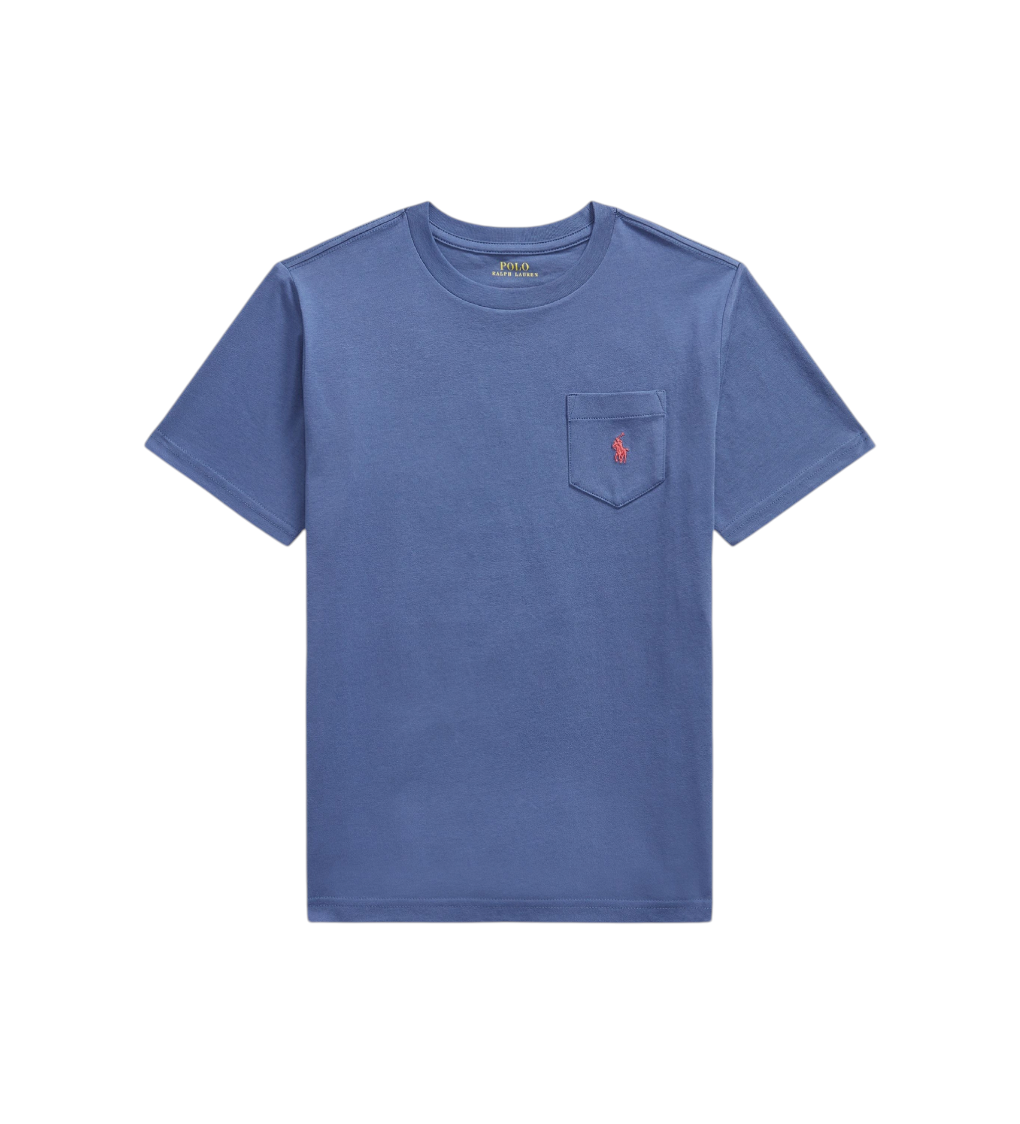 Polo Ralph Lauren für Jungen. 323970333504 Gestricktes Baumwoll-T-Shirt mit blauer Tasche ((S) 6/7años= 136/138cm), Lässig, Baumwolle, Kurza