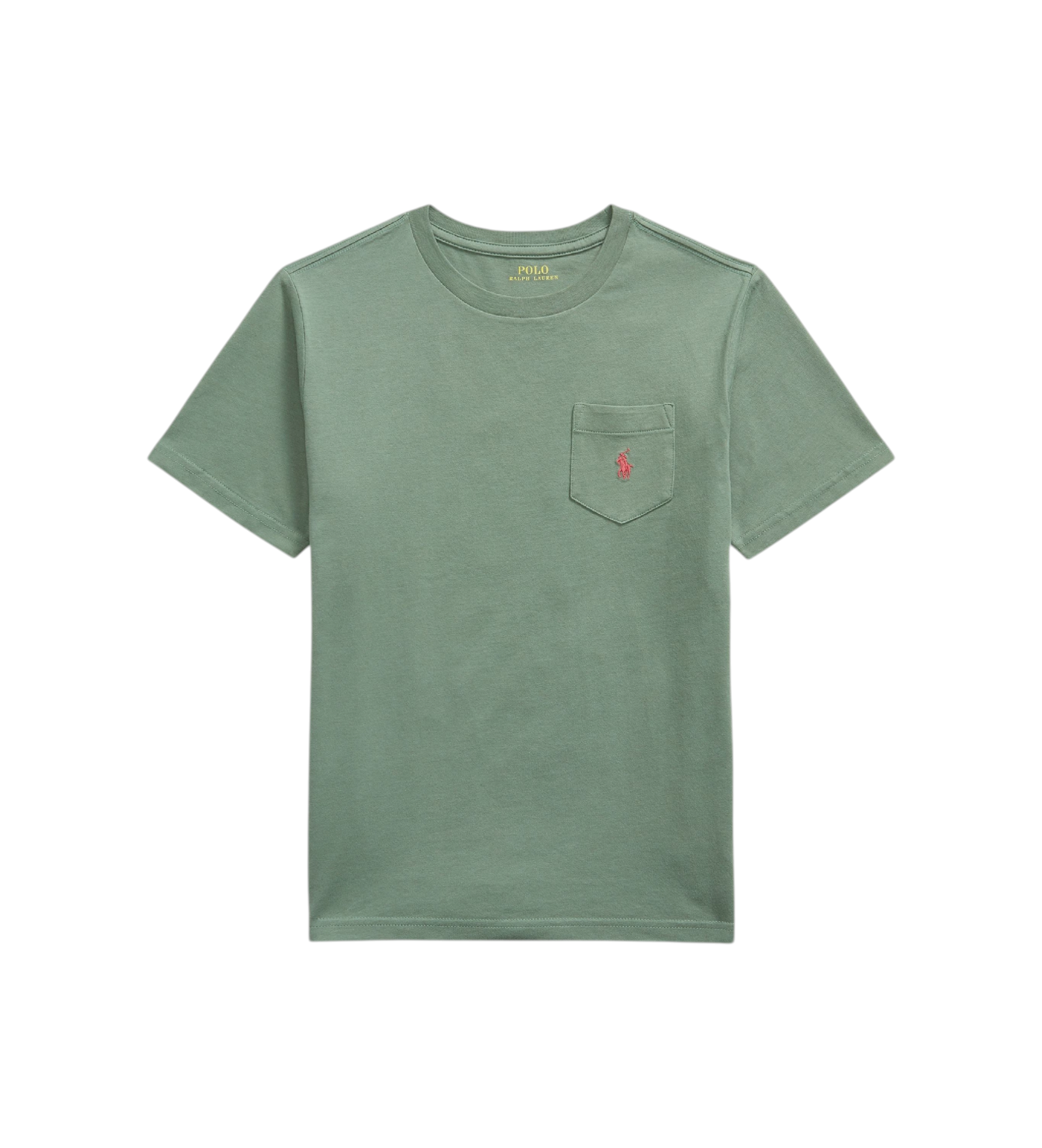 Polo Ralph Lauren für Jungen. 323970333507 Baumwoll-Strick-T-Shirt mit grüner Tasche ((M) 8/9años= 140/149cm), Lässig, Baumwolle, Kurzarm, K