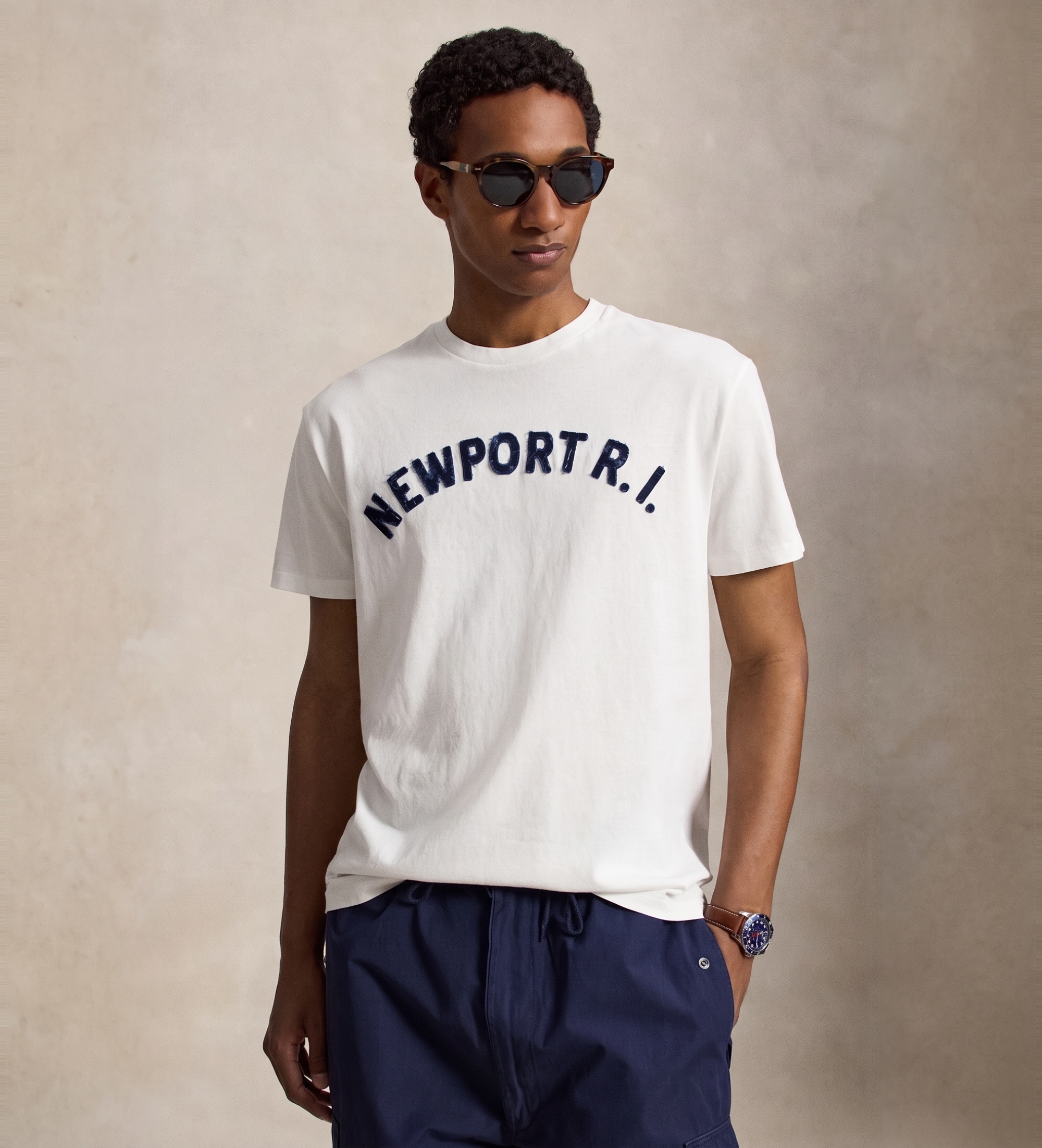 Polo Ralph Lauren für Herren. 710B20013001 Klassisches Fit bedrucktes Strick-T-Shirt weiß (L), Lässig, Baumwolle, Kurzarm