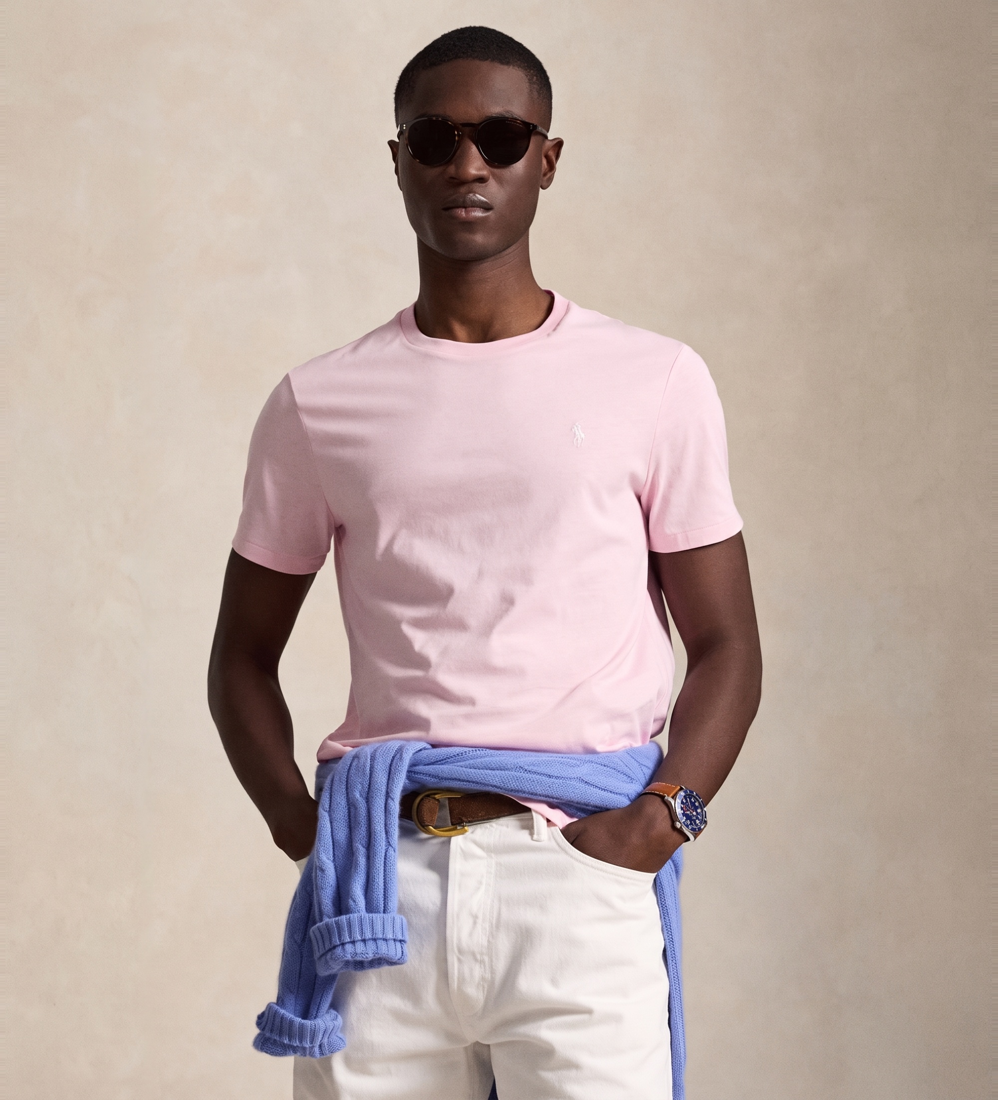 Polo Ralph Lauren für Herren. 710671438530 Rosa Custom Slim Fit Strickshirt (M), Lässig, Baumwolle, Kurzarm