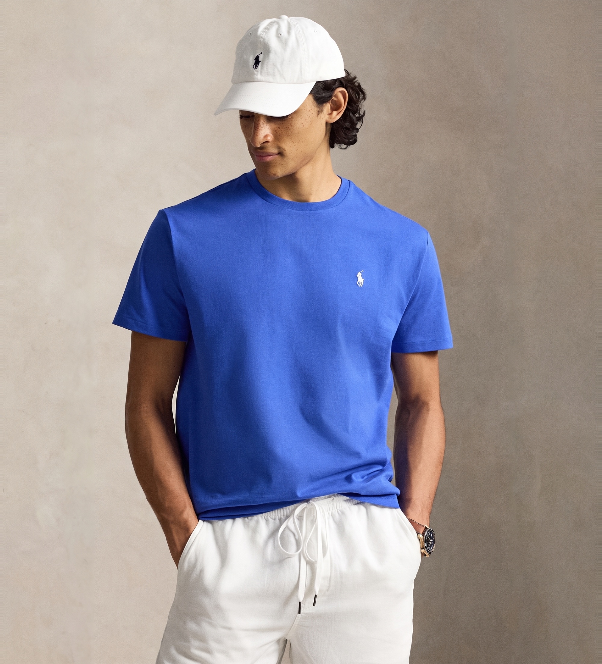 Polo Ralph Lauren für Herren. 710671438532 Blaues Custom Slim Fit Strickshirt (S), Lässig, Baumwolle, Kurzarm