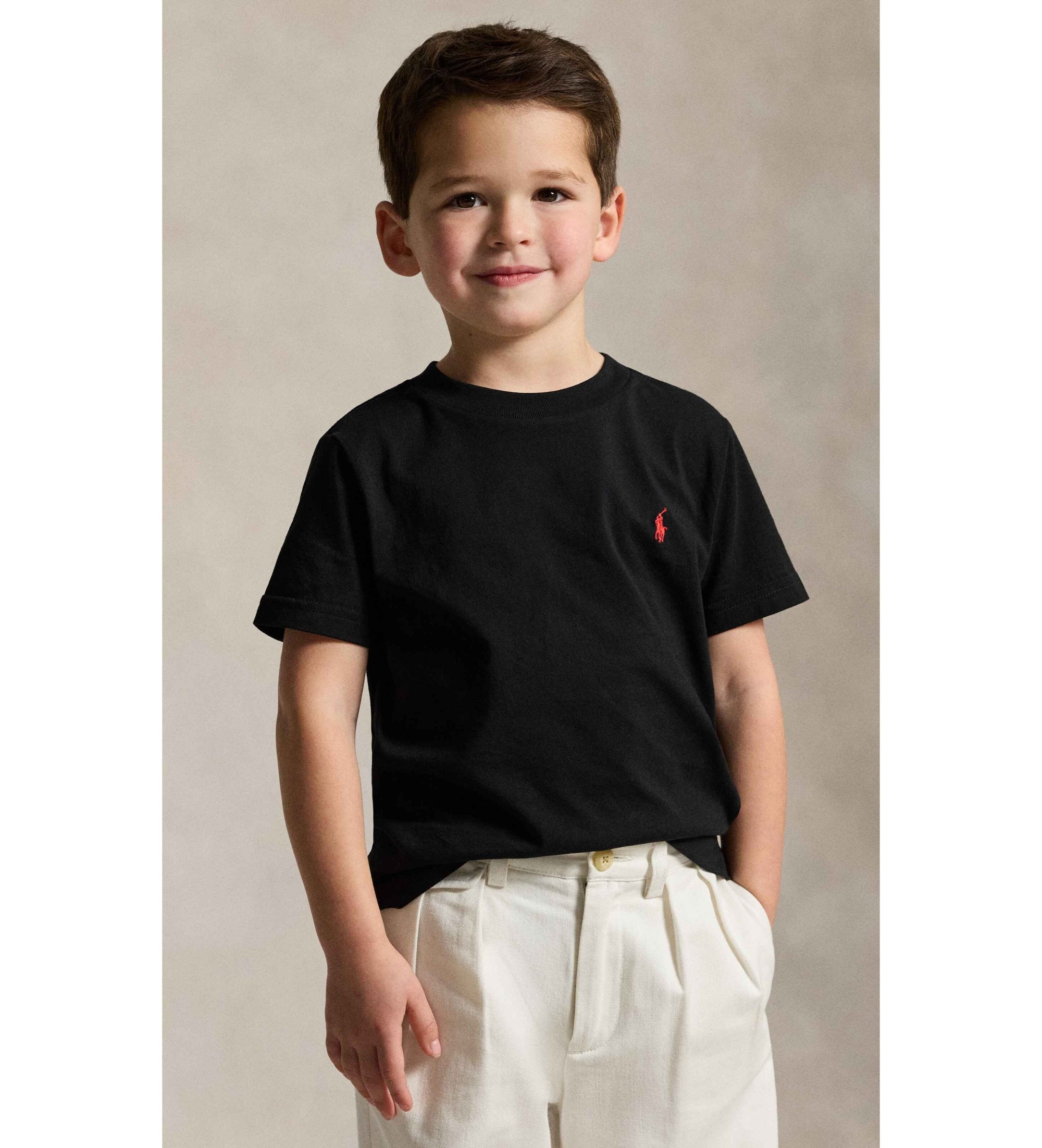 Polo Ralph Lauren für Jungen. 322832904036 Schwarzes T-Shirt aus Baumwolljersey, gestrickt (2años= 94/100cm), Baumwolle, Klassisch, Kurzarm,