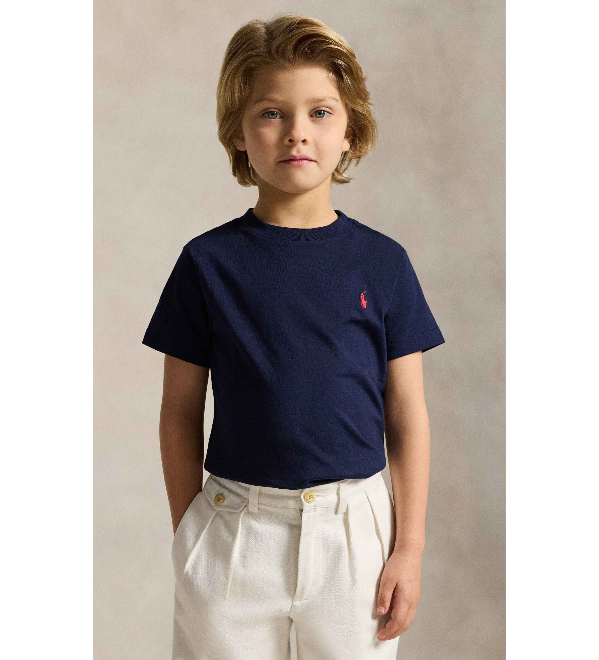 Polo Ralph Lauren für Jungen. 322832904037 Marineblaues T-Shirt aus Baumwolljersey (4años= 109/116cm), Lässig, Baumwolle, Kurzarm, Kinderbek