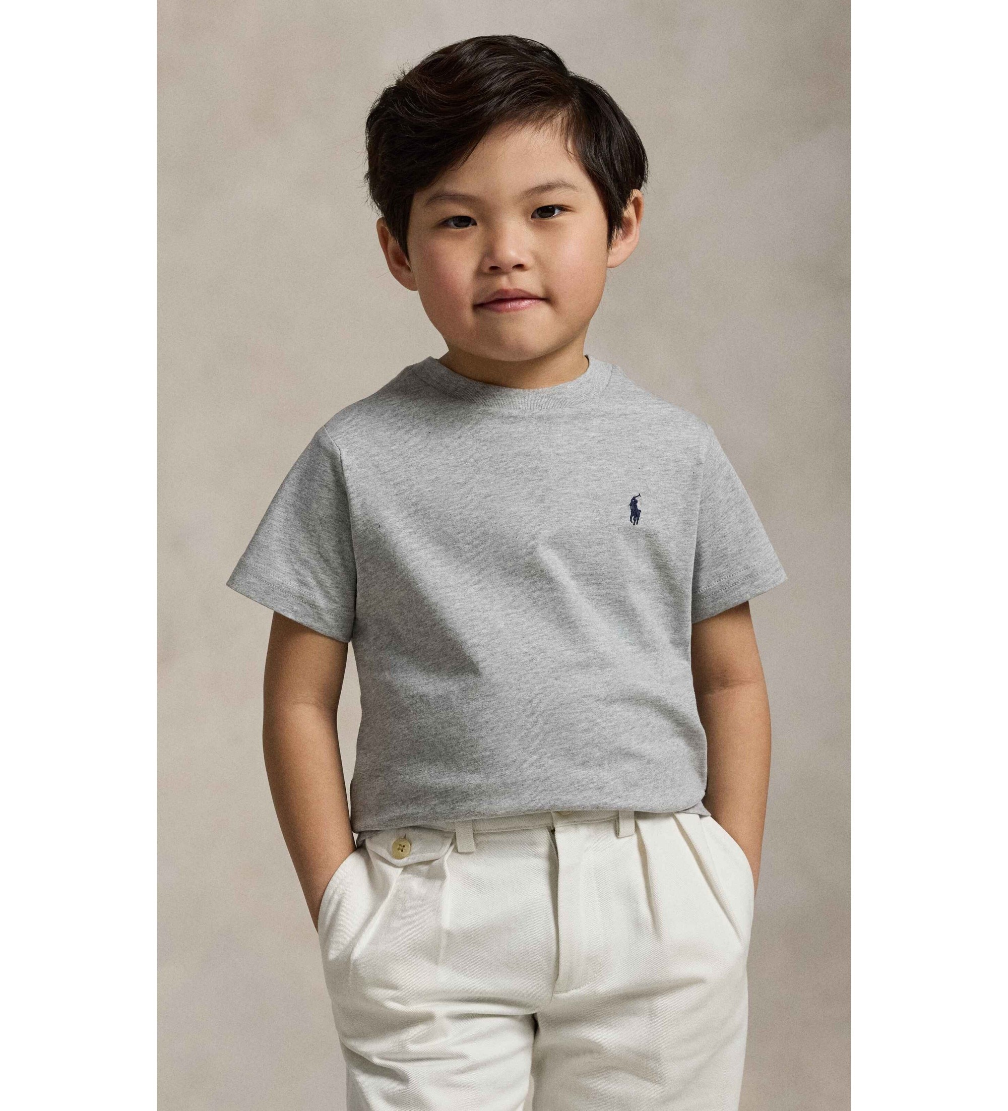 Polo Ralph Lauren für Jungen. 322832904039 T-Shirt aus grauem Baumwolljersey (1.5años= 88/93), Baumwolle, Klassisch, Kurzarm, Kinderbekleidu
