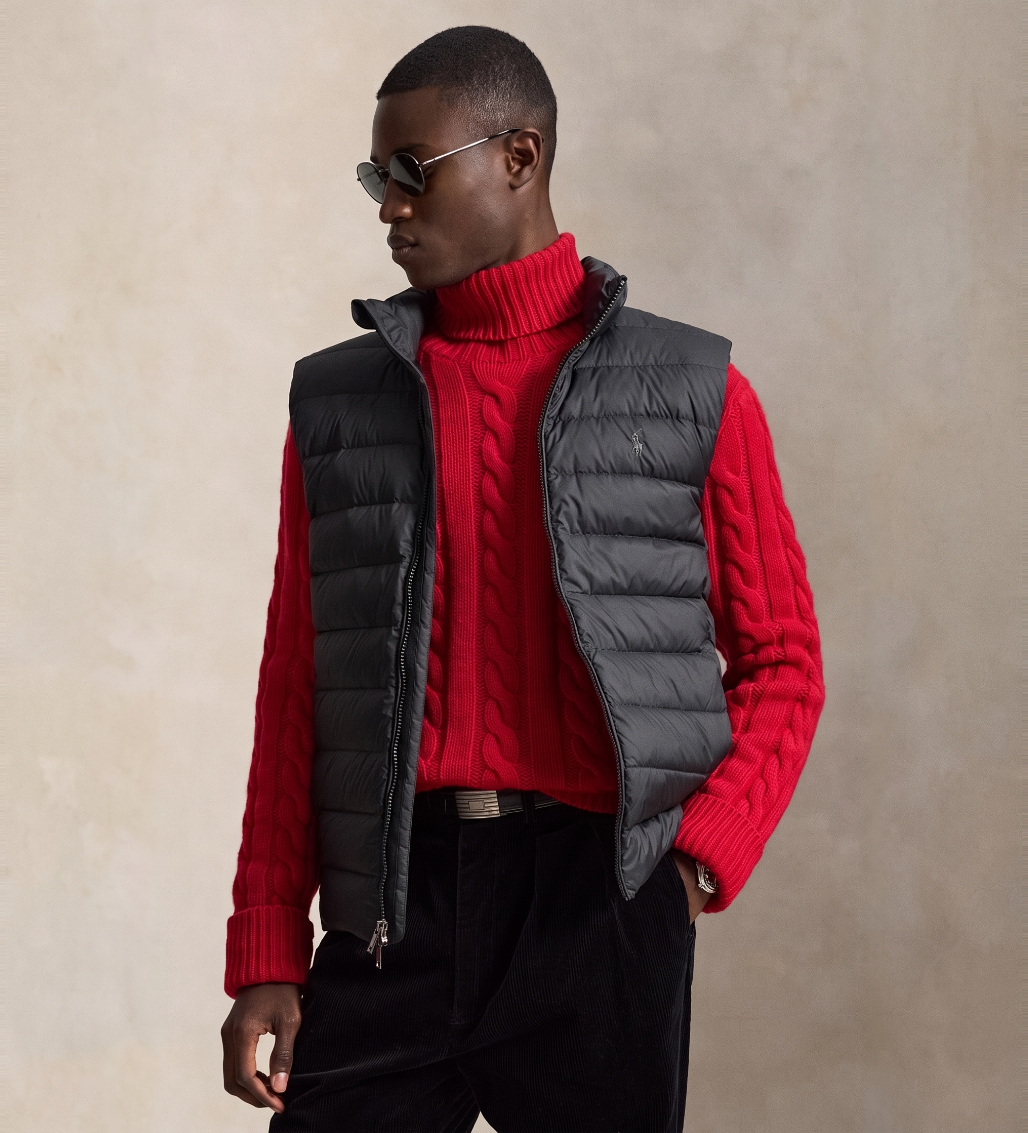 Polo Ralph Lauren für Herren. 710B20425001 Colden faltbare Daunenweste in Schwarz (S), Lässig, Polyester