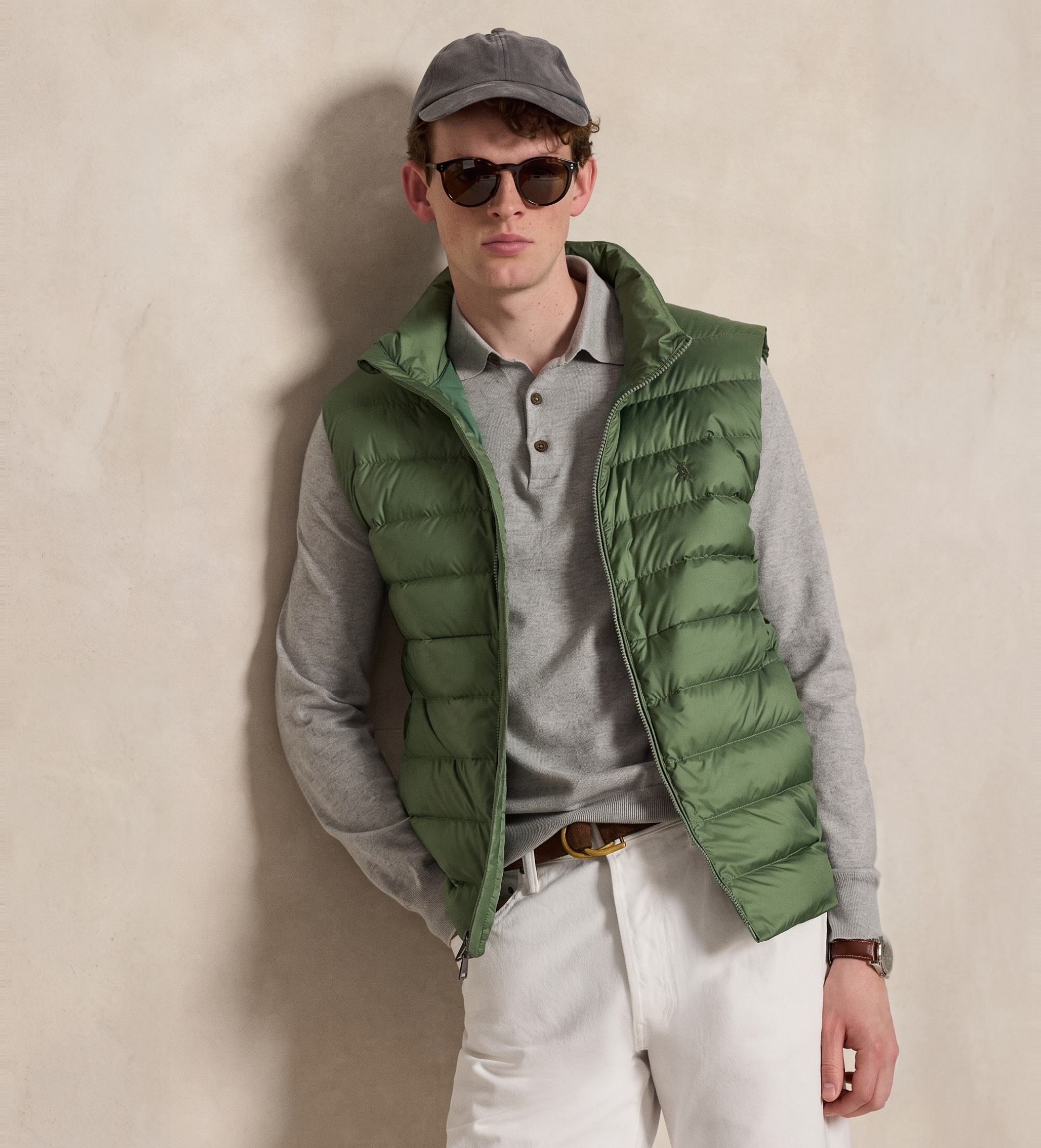 Polo Ralph Lauren für Herren. 710B20425003 Faltbare Colden Daunenweste in Grün (L), Lässig, Polyester