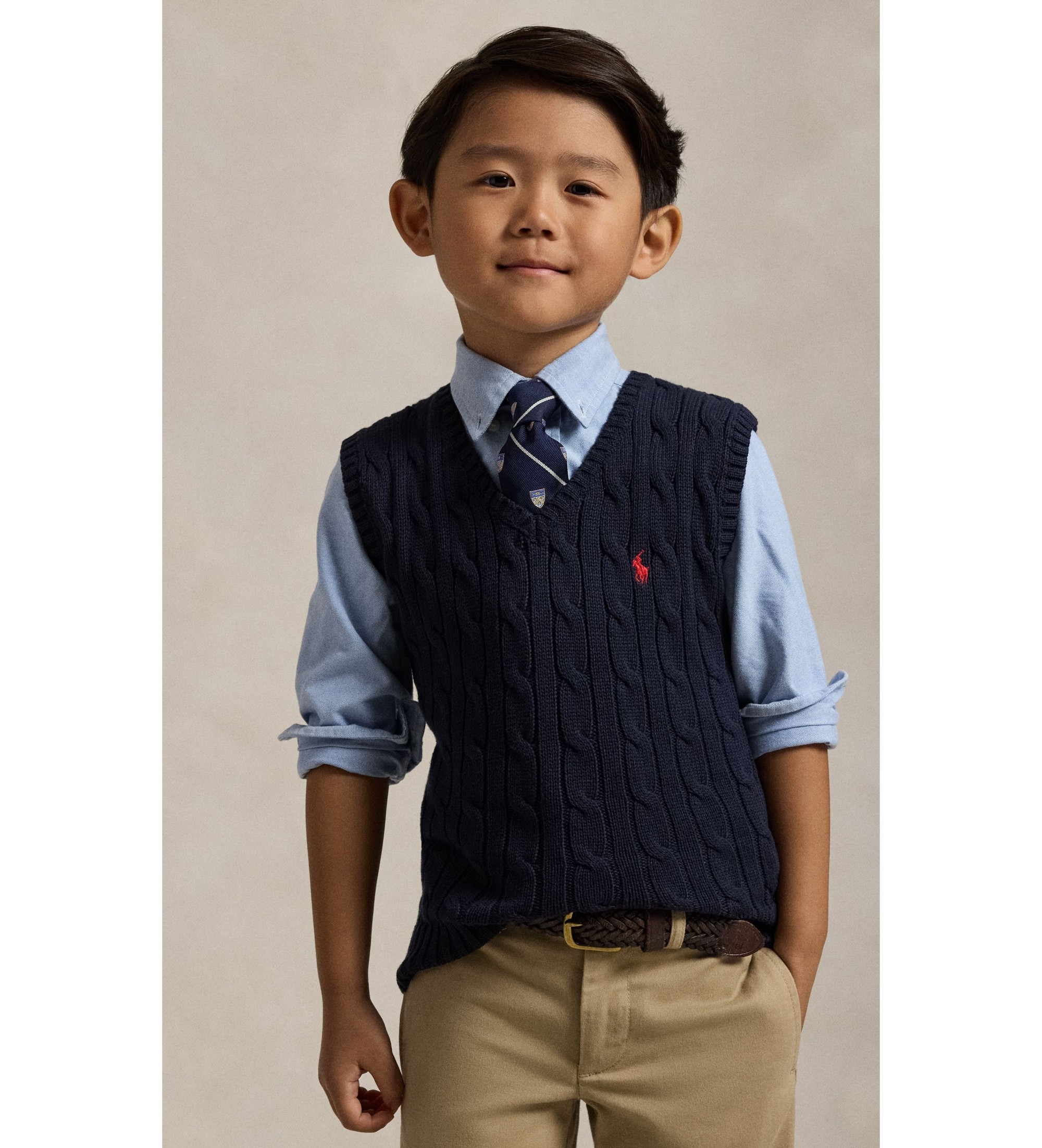 Polo Ralph Lauren für Jungen. 322702300026 Marineblaue Baumwollweste mit Zopfmuster (6años= 124/134cm), Lässig, Baumwolle, Kinderbekleidung