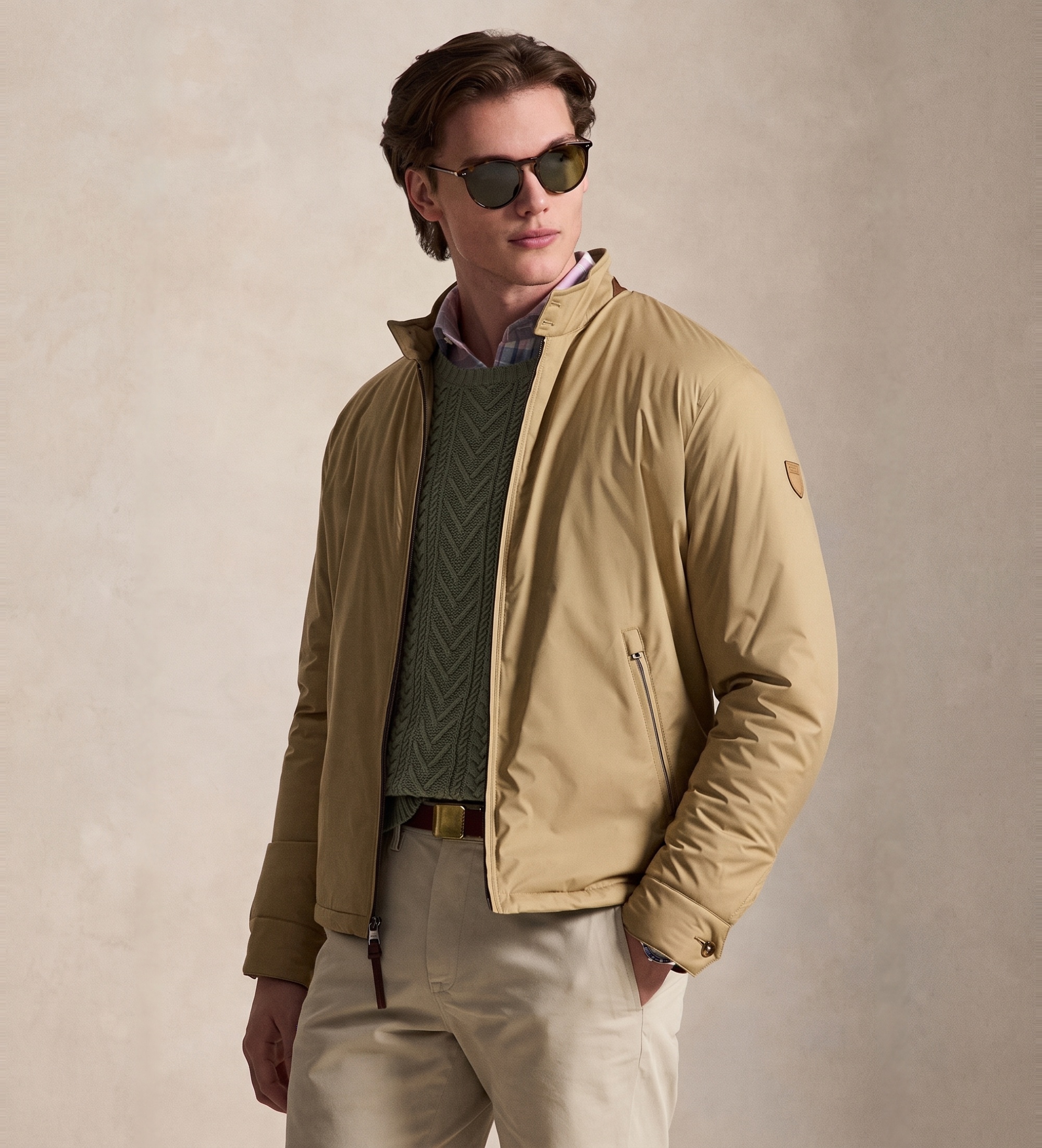 Polo Ralph Lauren für Herren. 710967736500 Abottson-Jacke aus beigefarbenem Gabardine (S), Lässig, Polyester